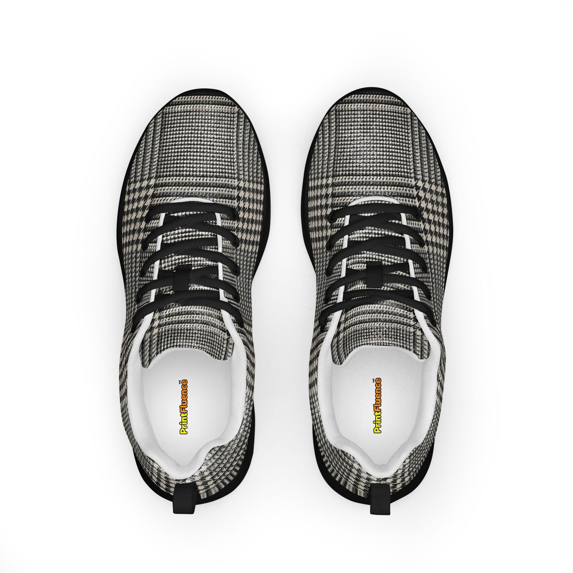 Men’s athletic shoes - Executive Pulse: Men’s Athletic Performance Shoes - Classic Grey Glen Plaid Pattern by printfluence.net