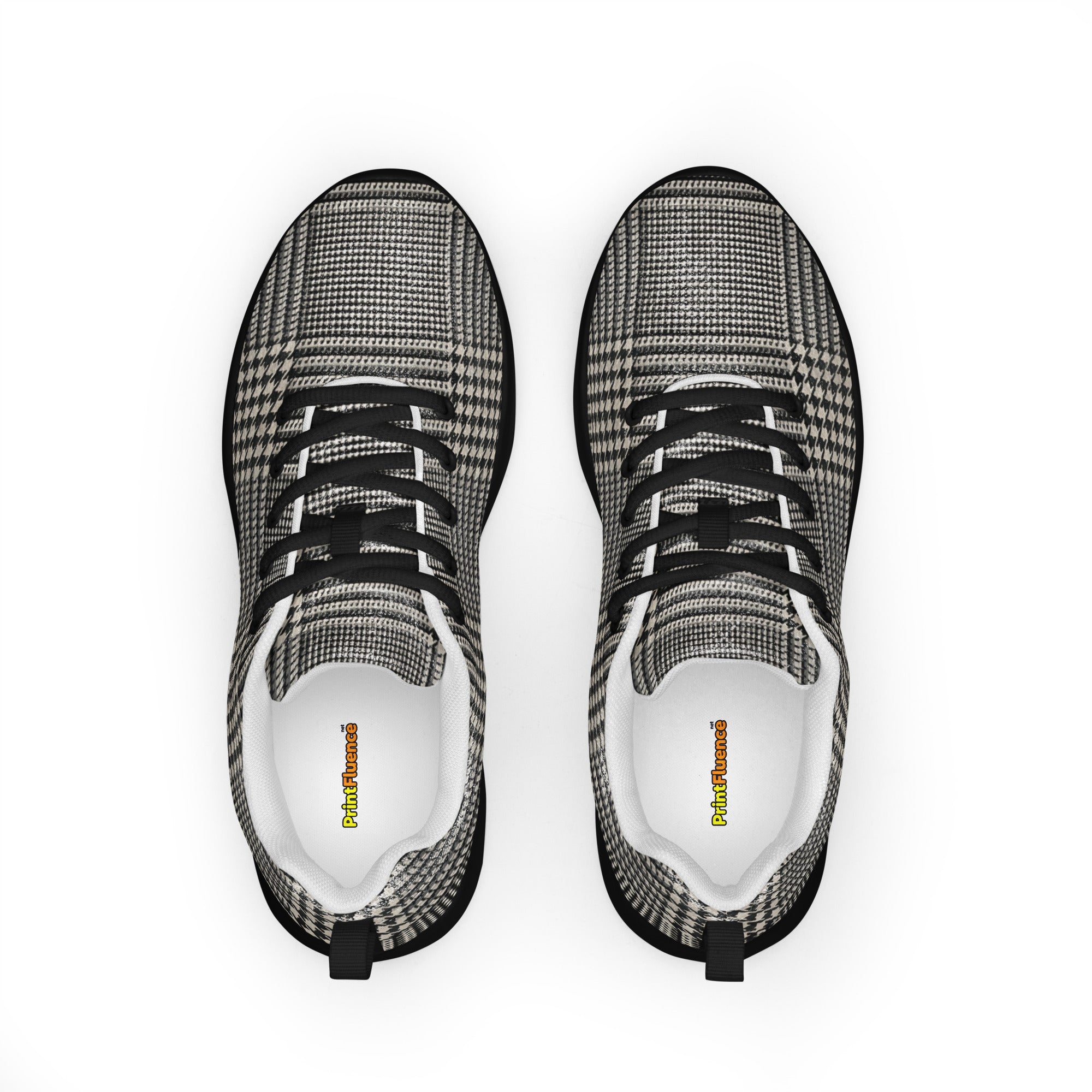 Men’s athletic shoes - Executive Pulse: Men’s Athletic Performance Shoes - Classic Grey Glen Plaid Pattern by printfluence.net