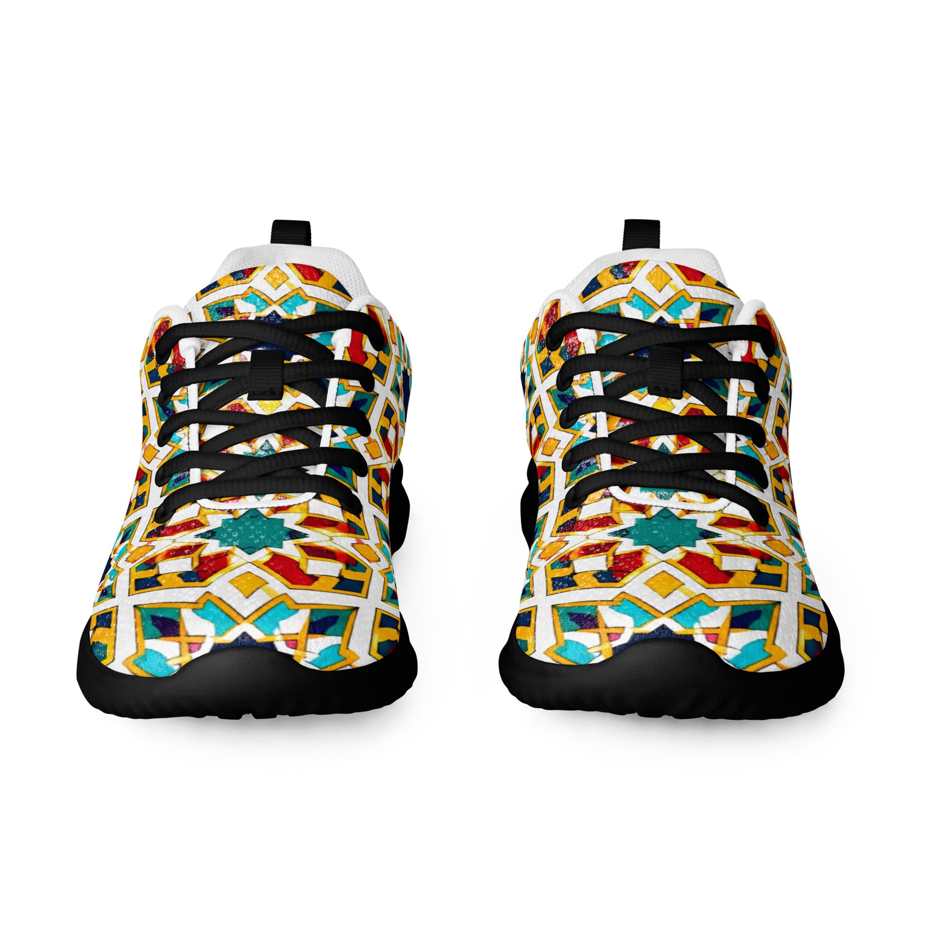 Men’s athletic shoes - Elite Royal Arabesque Floral - Premium Luxury Geometric Star Pattern Design by printfluence.net