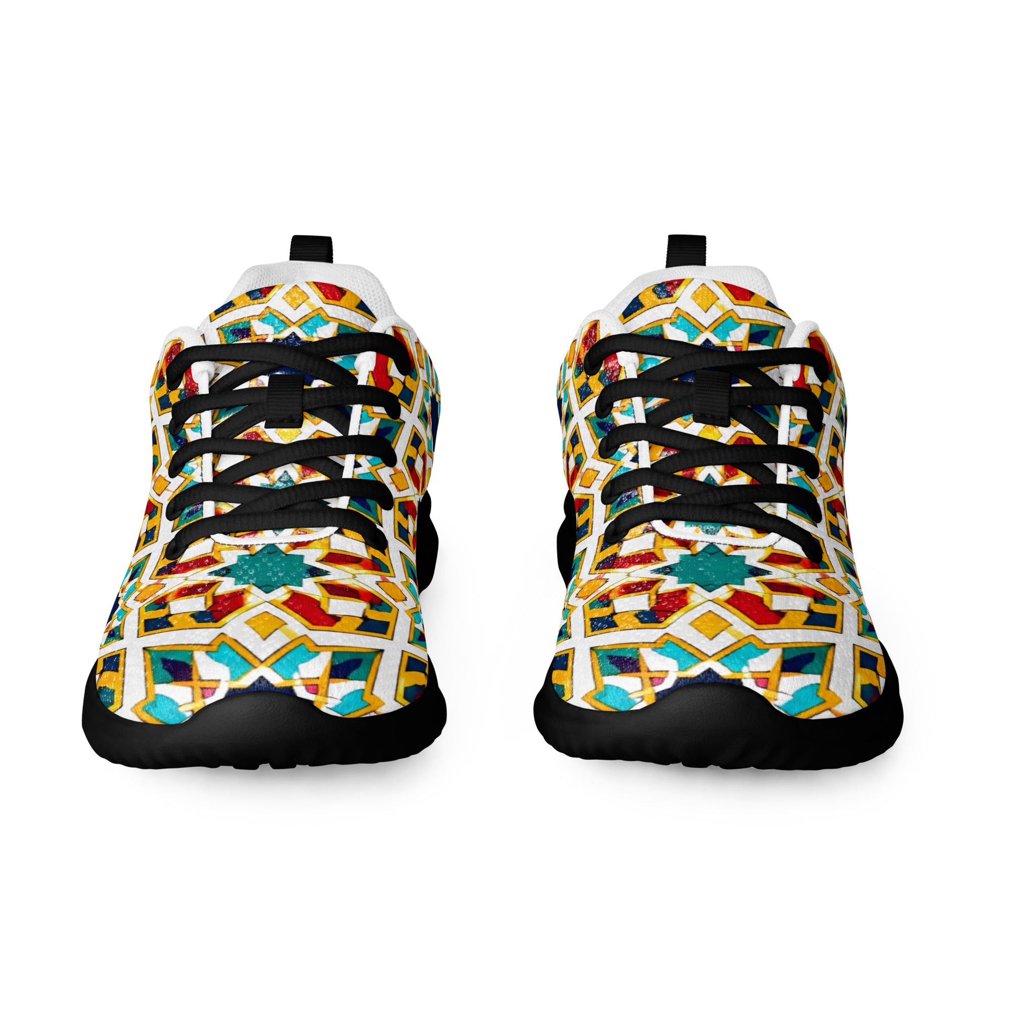 Men’s athletic shoes - Elite Royal Arabesque Floral - Premium Luxury Geometric Star Pattern Design by printfluence.net