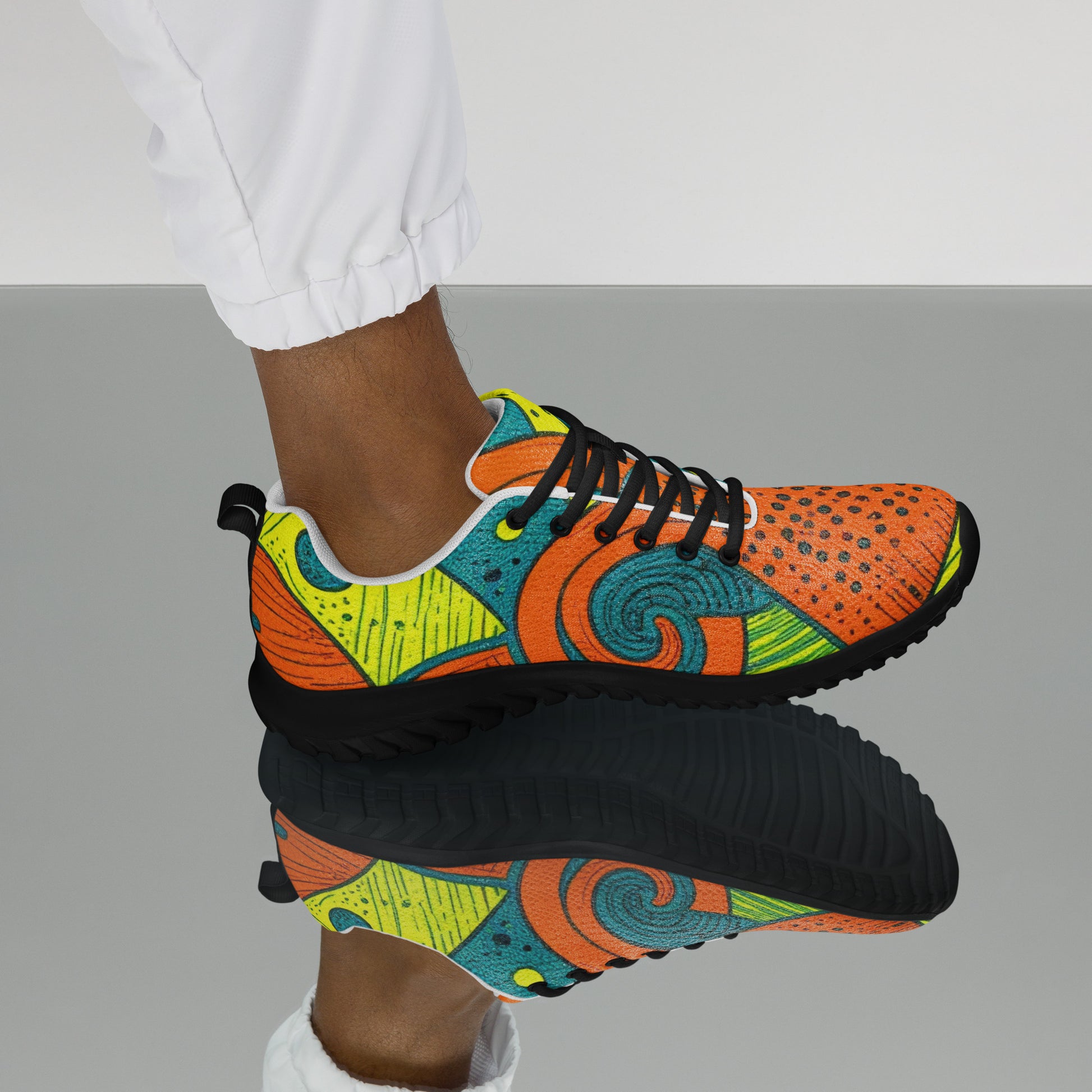 Men’s athletic shoes - Tropical Geo Athletic Shoes – Men’s Bold Abstract Print Sneakers by printfluence.net