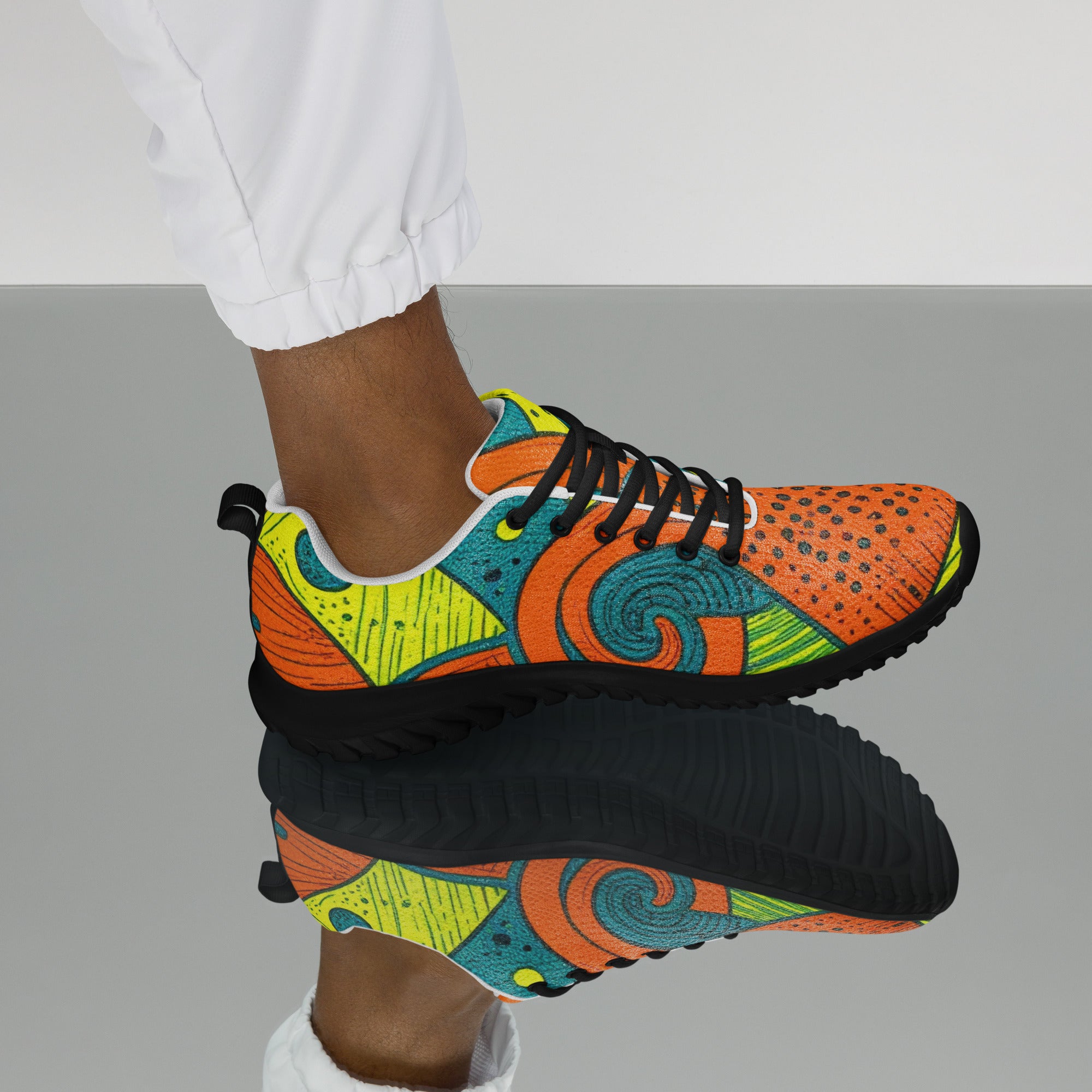 Men’s athletic shoes - Tropical Geo Athletic Shoes – Men’s Bold Abstract Print Sneakers by printfluence.net