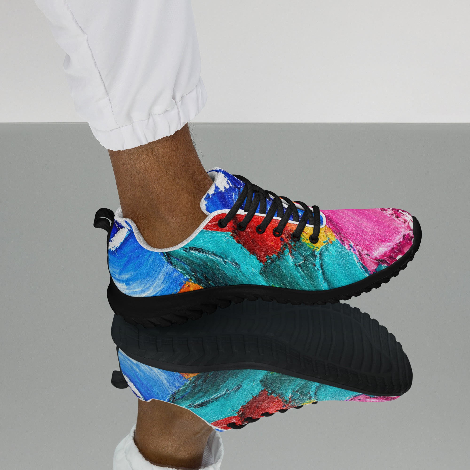 Men’s athletic shoes - Urban Pulse: Men’s Dynamic Abstract Art Athletic Shoes - Multi-Color Expression by printfluence.net