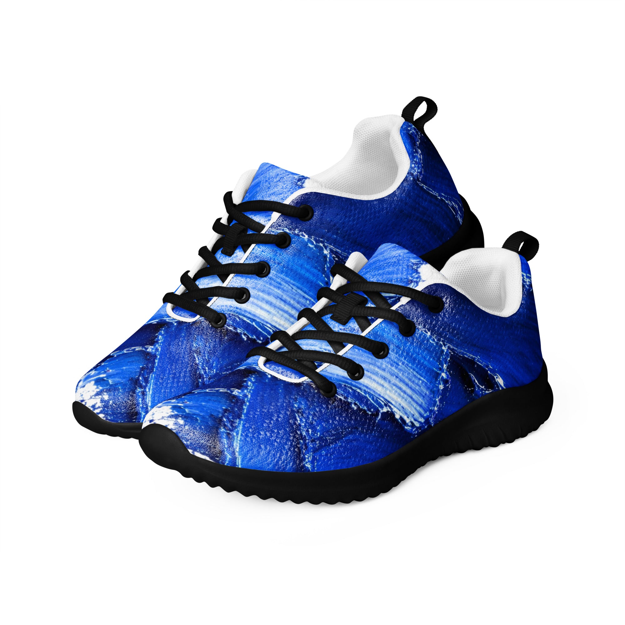 Men’s athletic shoes - Azure Strike: Men’s Athletic Performance Shoes - Electric Blue Abstract Art by printfluence.net