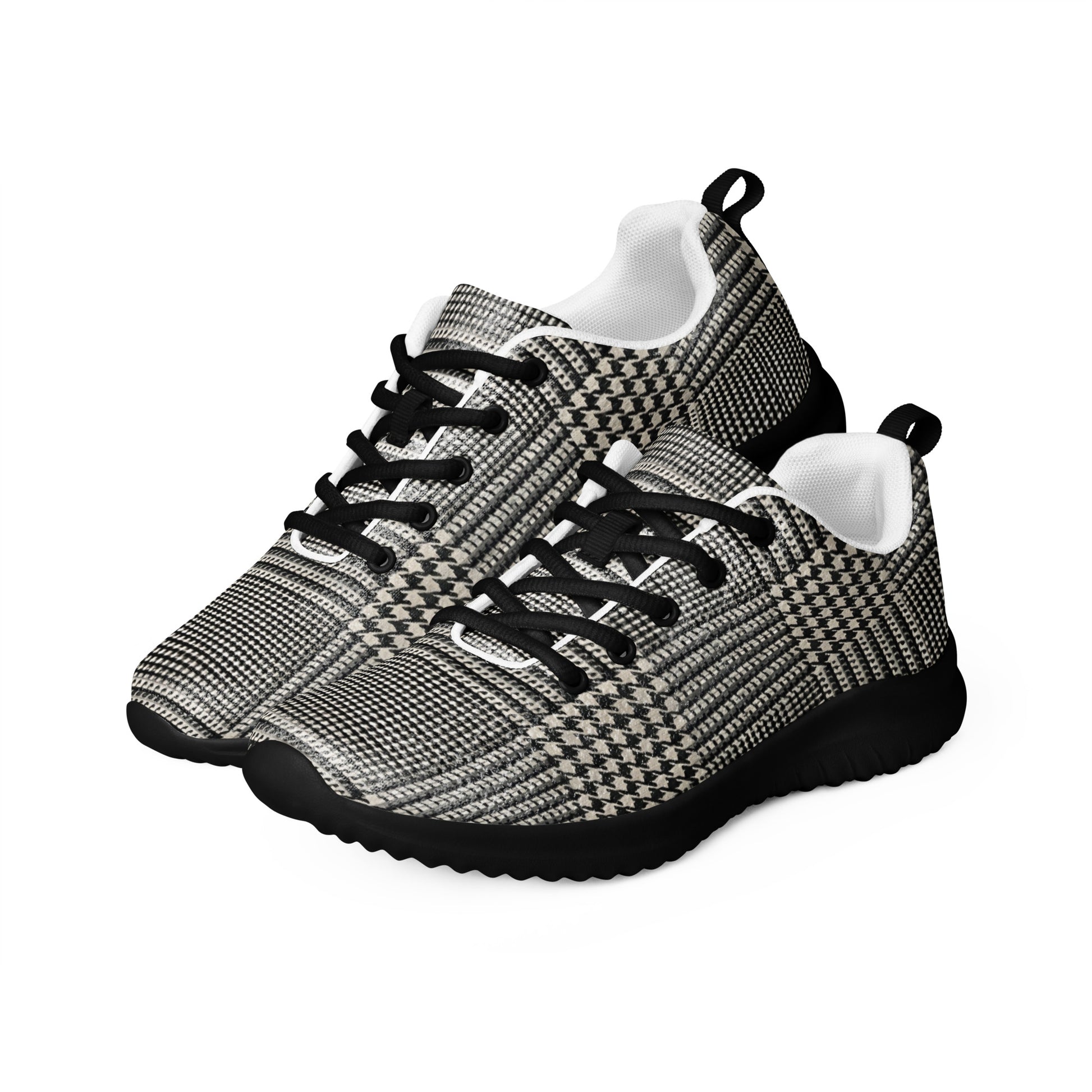 Men’s athletic shoes - Executive Pulse: Men’s Athletic Performance Shoes - Classic Grey Glen Plaid Pattern by printfluence.net