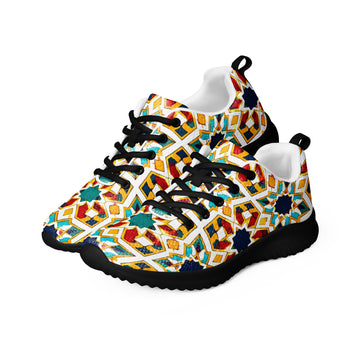 Men’s athletic shoes - Elite Royal Arabesque Floral - Premium Luxury Geometric Star Pattern Design by printfluence.net
