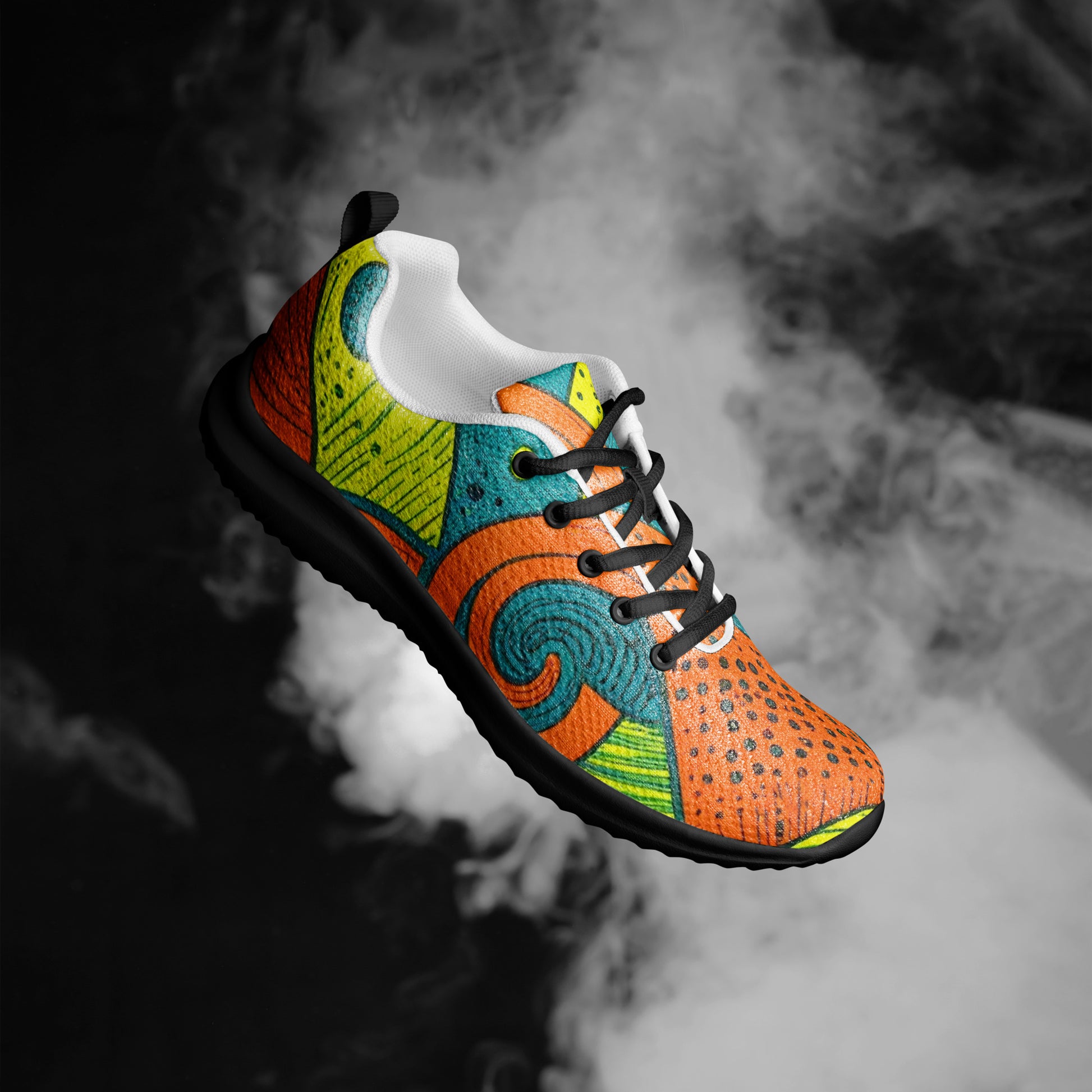 Men’s athletic shoes - Tropical Geo Athletic Shoes – Men’s Bold Abstract Print Sneakers by printfluence.net
