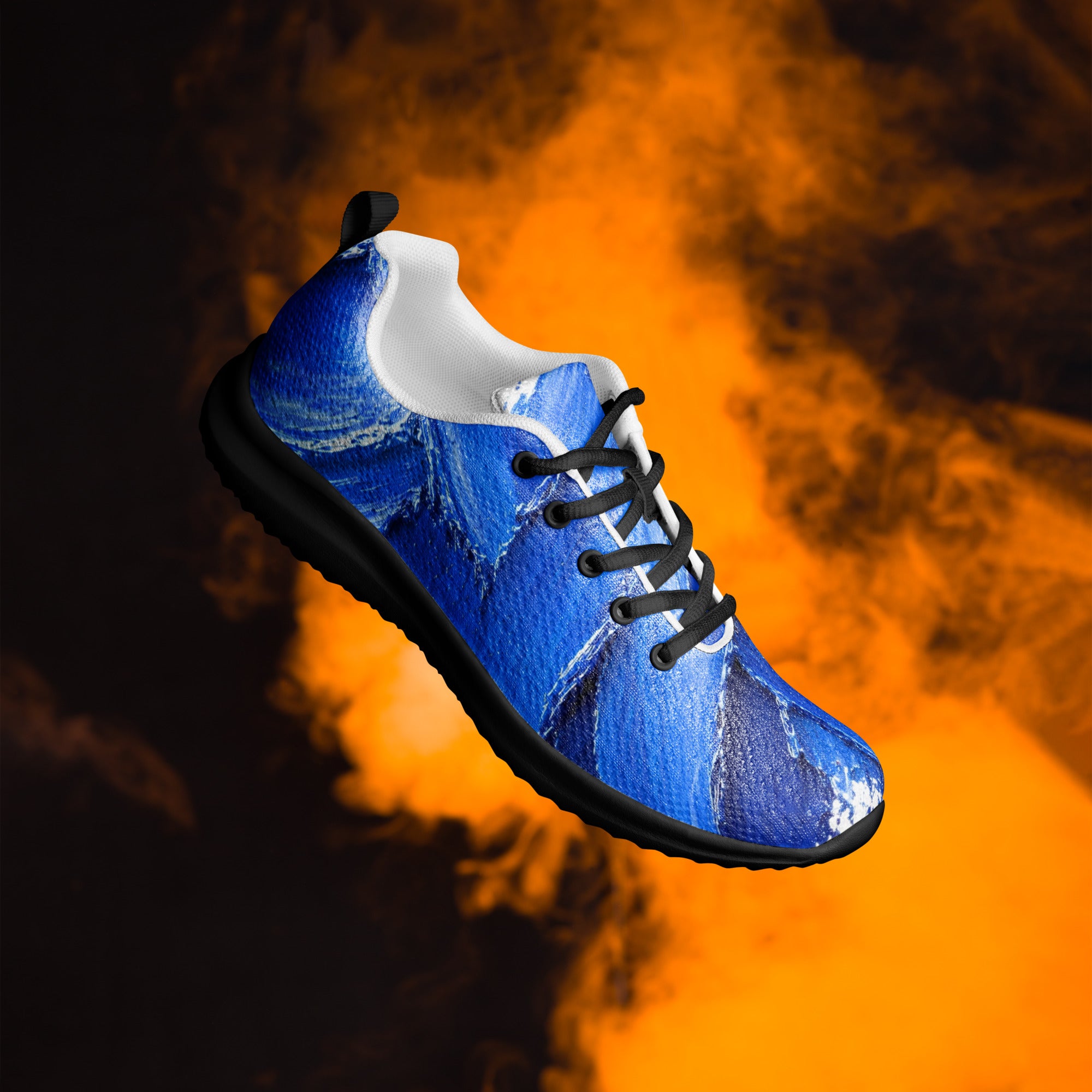Men’s athletic shoes - Azure Strike: Men’s Athletic Performance Shoes - Electric Blue Abstract Art by printfluence.net