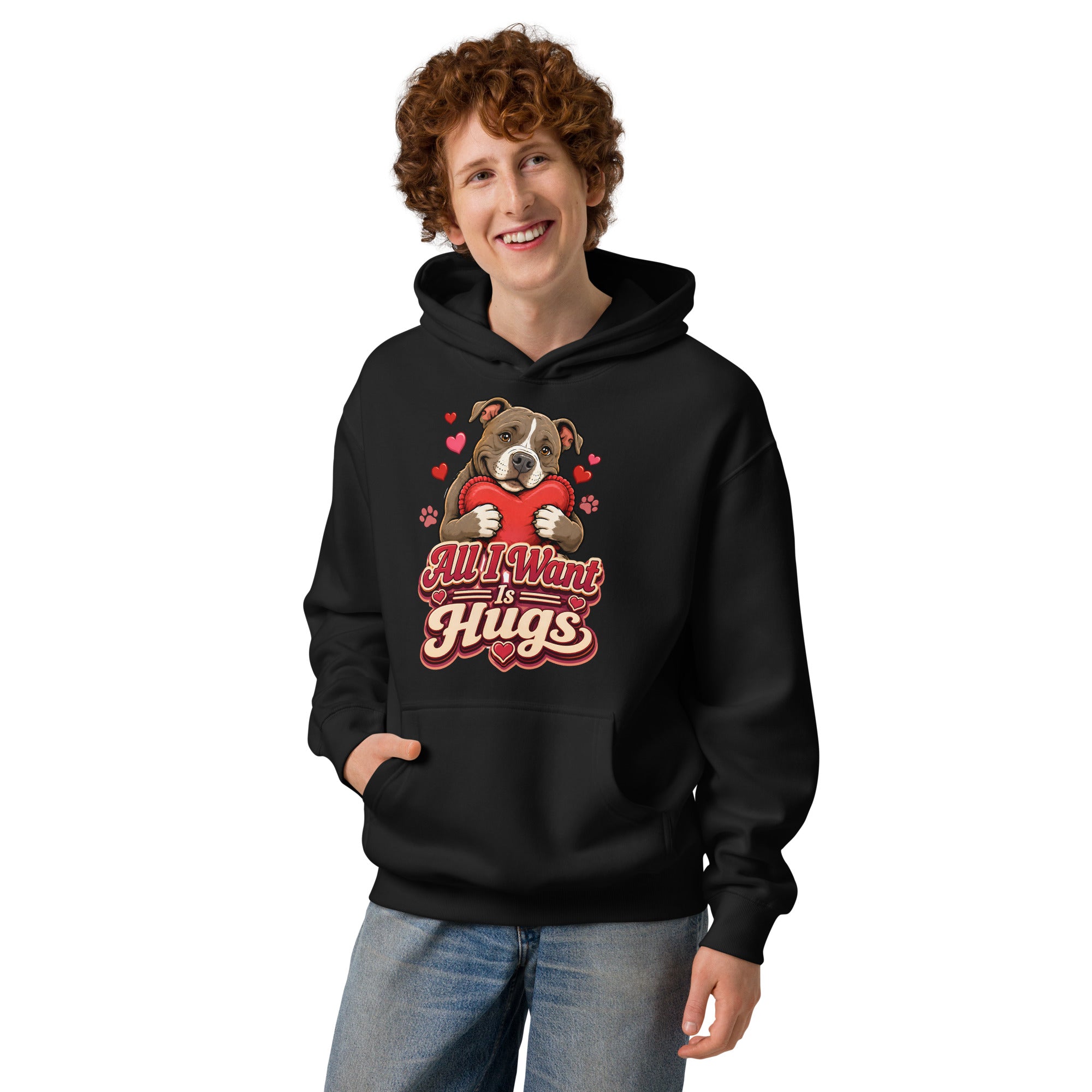 All I Want Is Hugs Pitbull Lovers Men's Box Hoodie by printfluence.net
