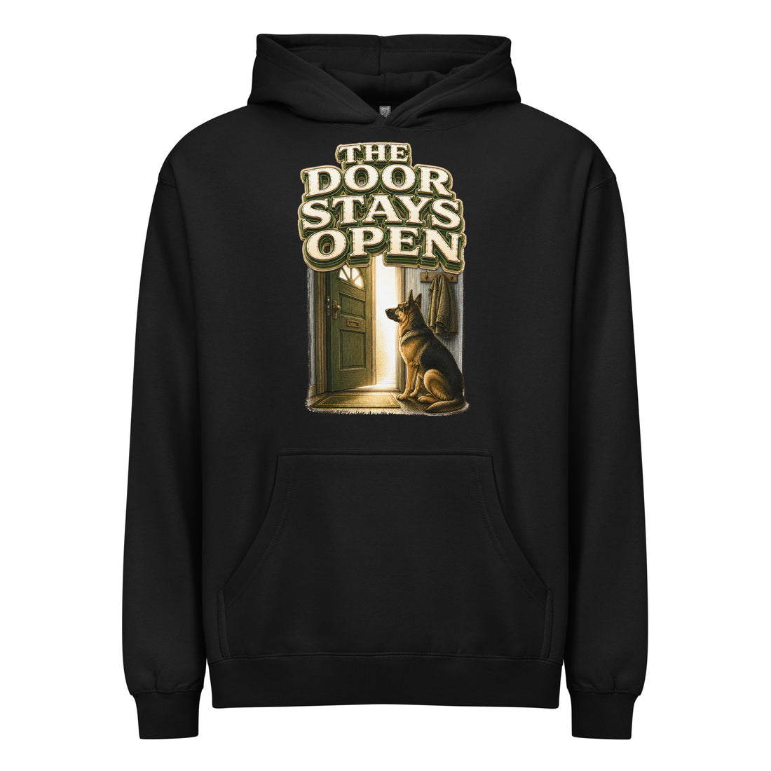 Men's German Shepherd Open Door Box Hoodie by printfluence.net