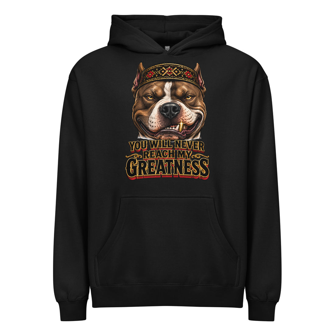 Never Reach My Greatness Box Hoodie - Retro Pitbull Lovers Streetwear Pullover H-7 by printfluence.net