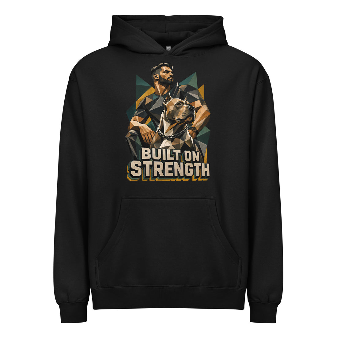 Built on Strength Box Hoodie - Polygonal Pitbull Lovers Oversized Pullover H-7 by printfluence.net