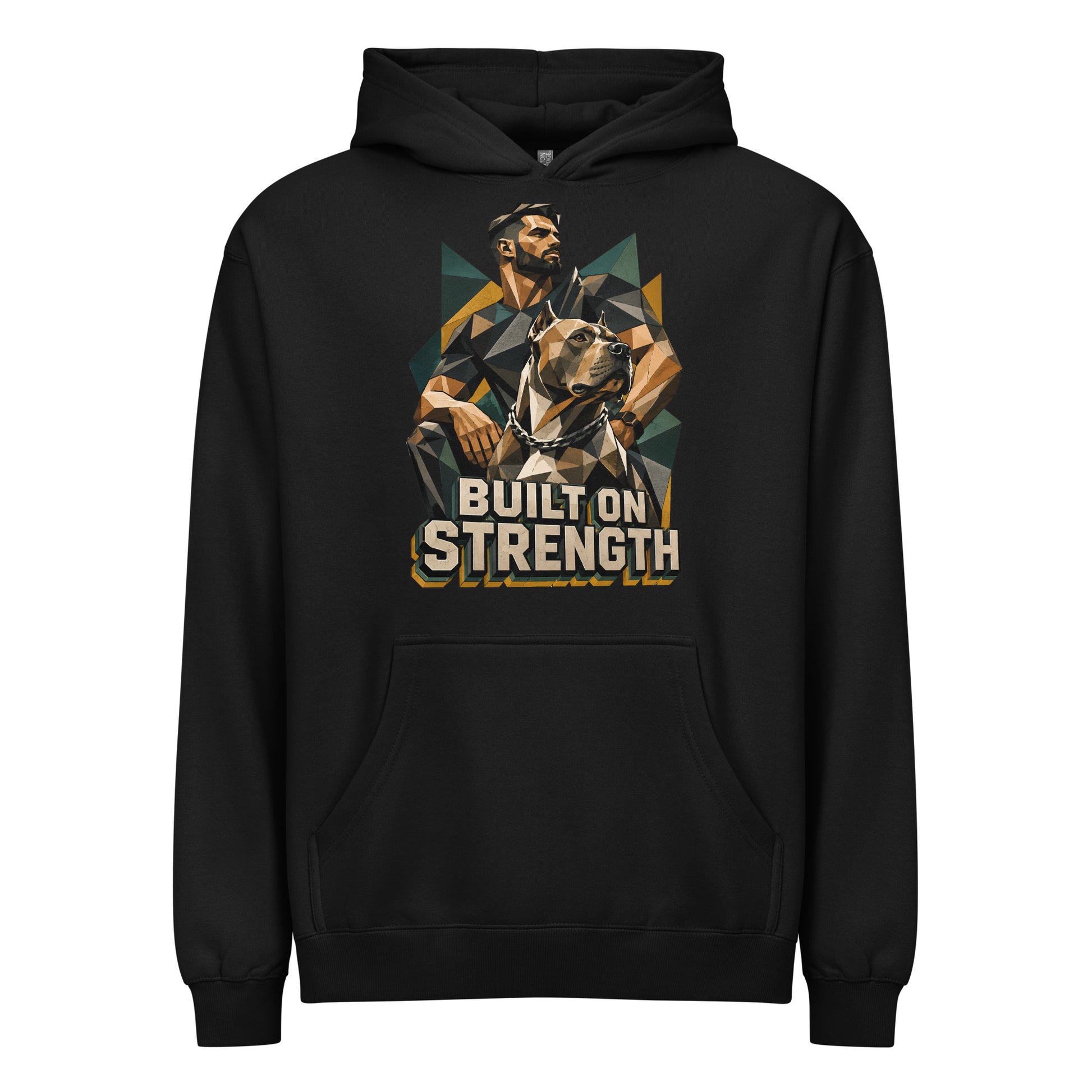 Built on Strength Box Hoodie - Polygonal Pitbull Lovers Oversized Pullover H-7 by printfluence.net