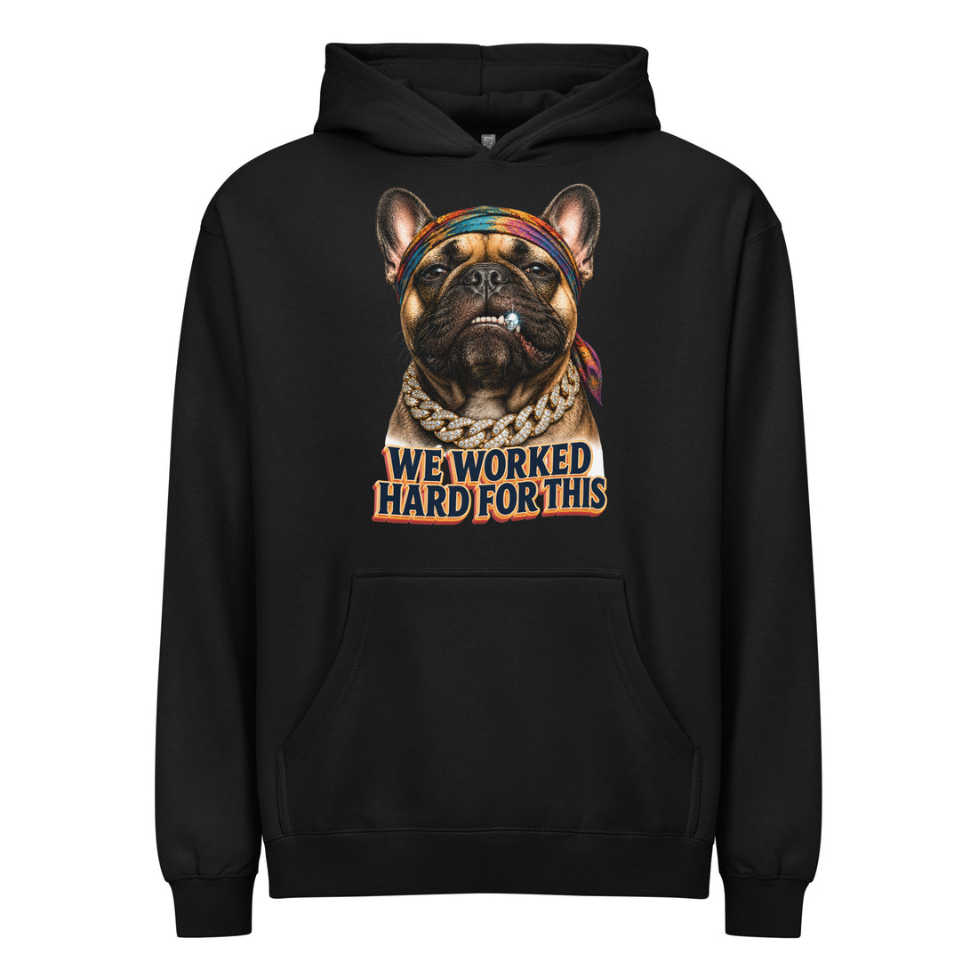 Hustle Frenchie Box Hoodie - Men's Heavyweight French Bulldog Lovers Pullover H-7 by printfluence.net