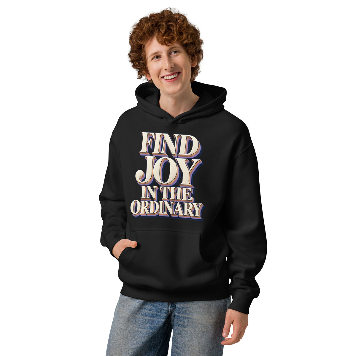 Inspirational Quotes Lovers | Men's Box Hoodie — FIND JOY IN THE ORDINARY by printfluence
