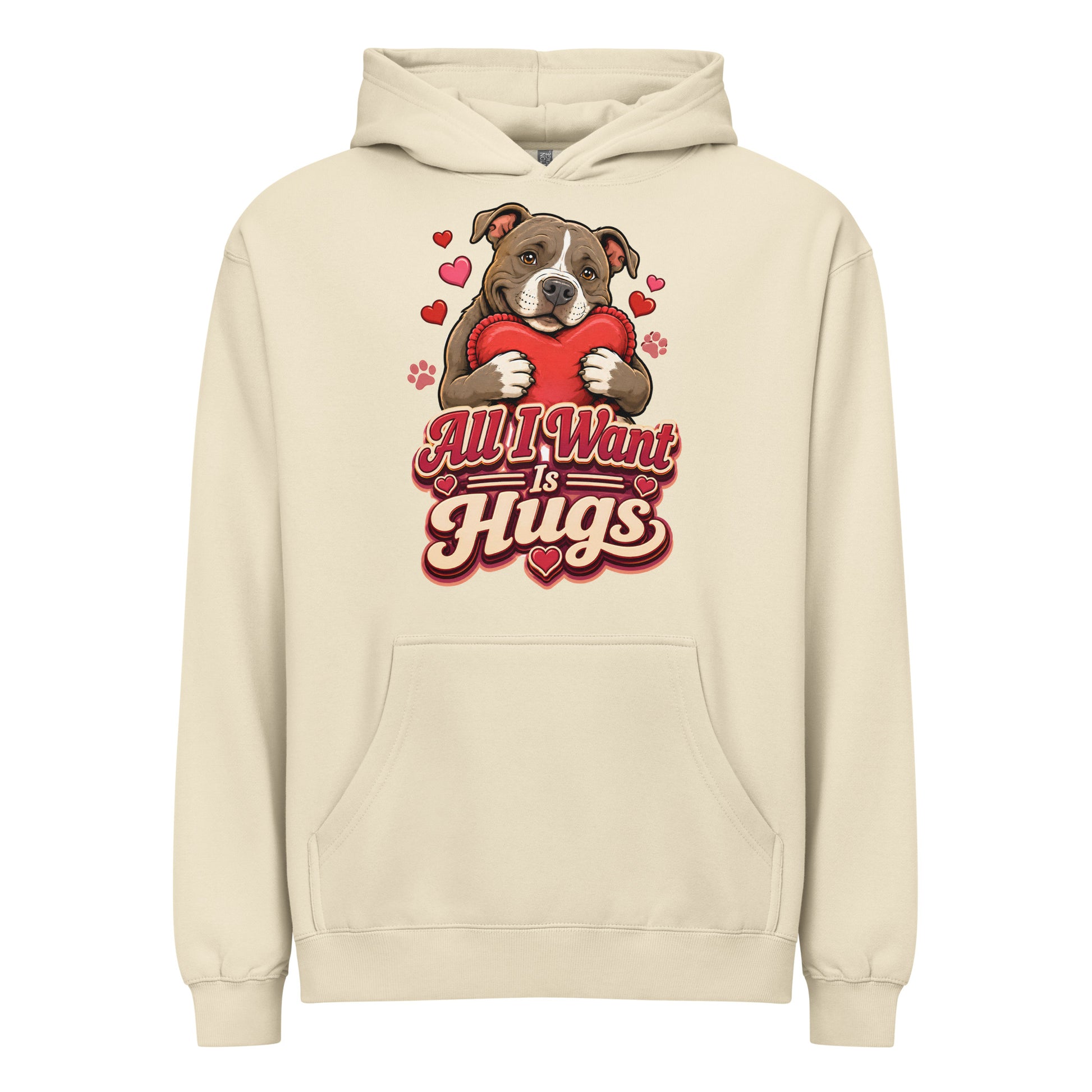 All I Want Is Hugs Pitbull Lovers Men's Box Hoodie by printfluence.net