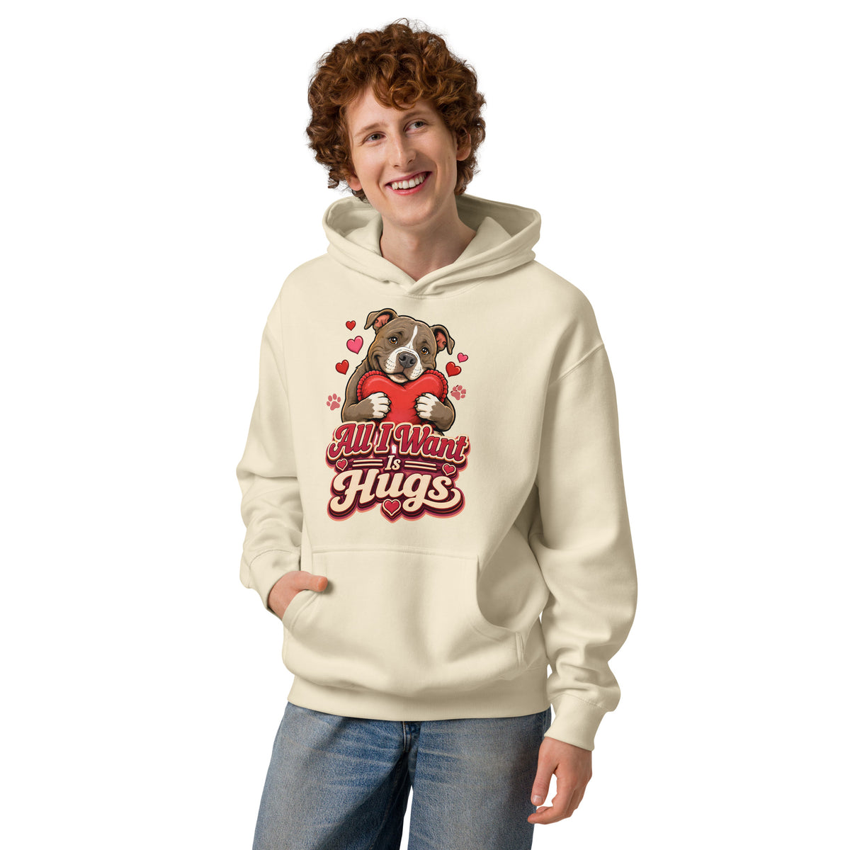 All I Want Is Hugs Pitbull Lovers Men's Box Hoodie by printfluence.net