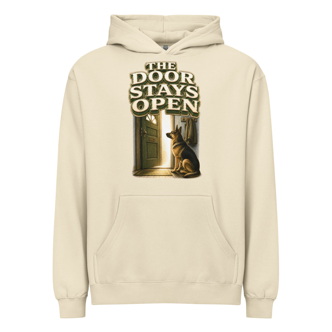 Men's German Shepherd Open Door Box Hoodie by printfluence.net