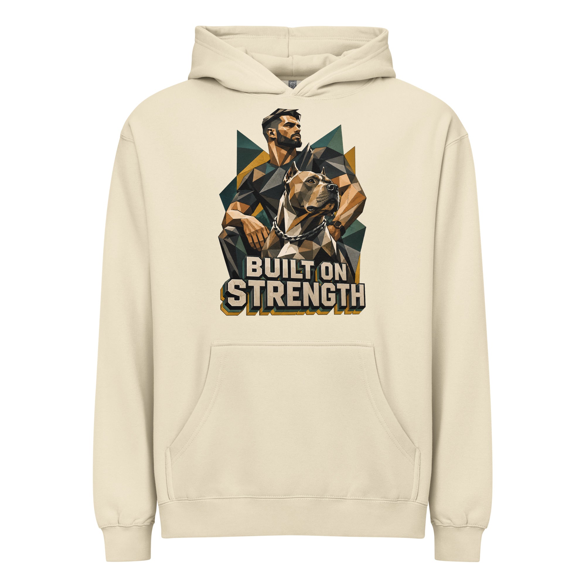 Built on Strength Box Hoodie - Polygonal Pitbull Lovers Oversized Pullover H-7 by printfluence.net