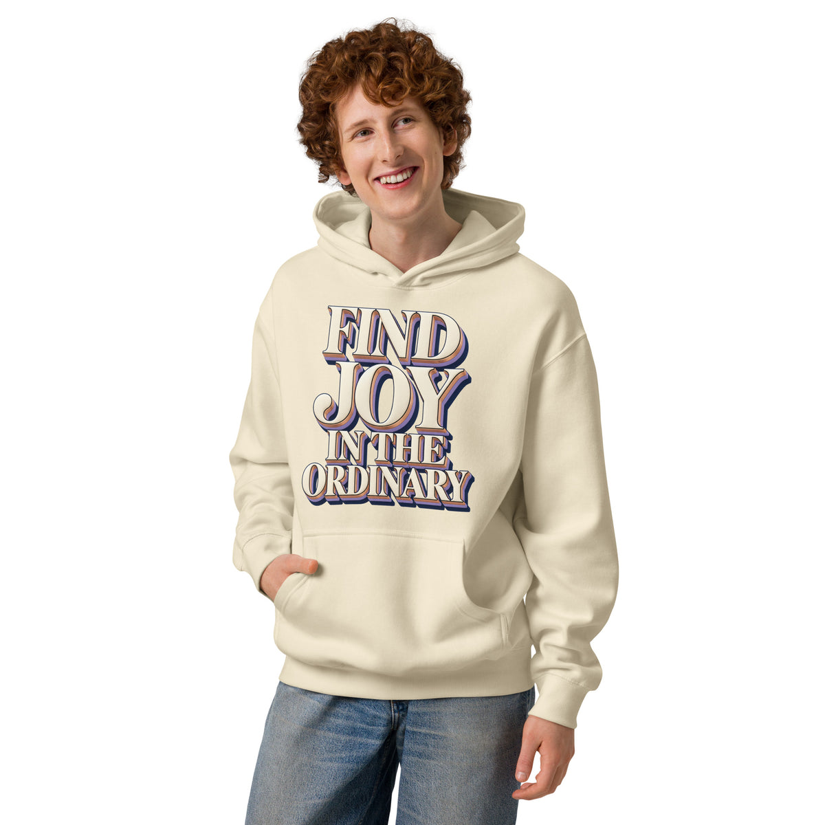 Inspirational Quotes Lovers | Men's Box Hoodie — FIND JOY IN THE ORDINARY by printfluence