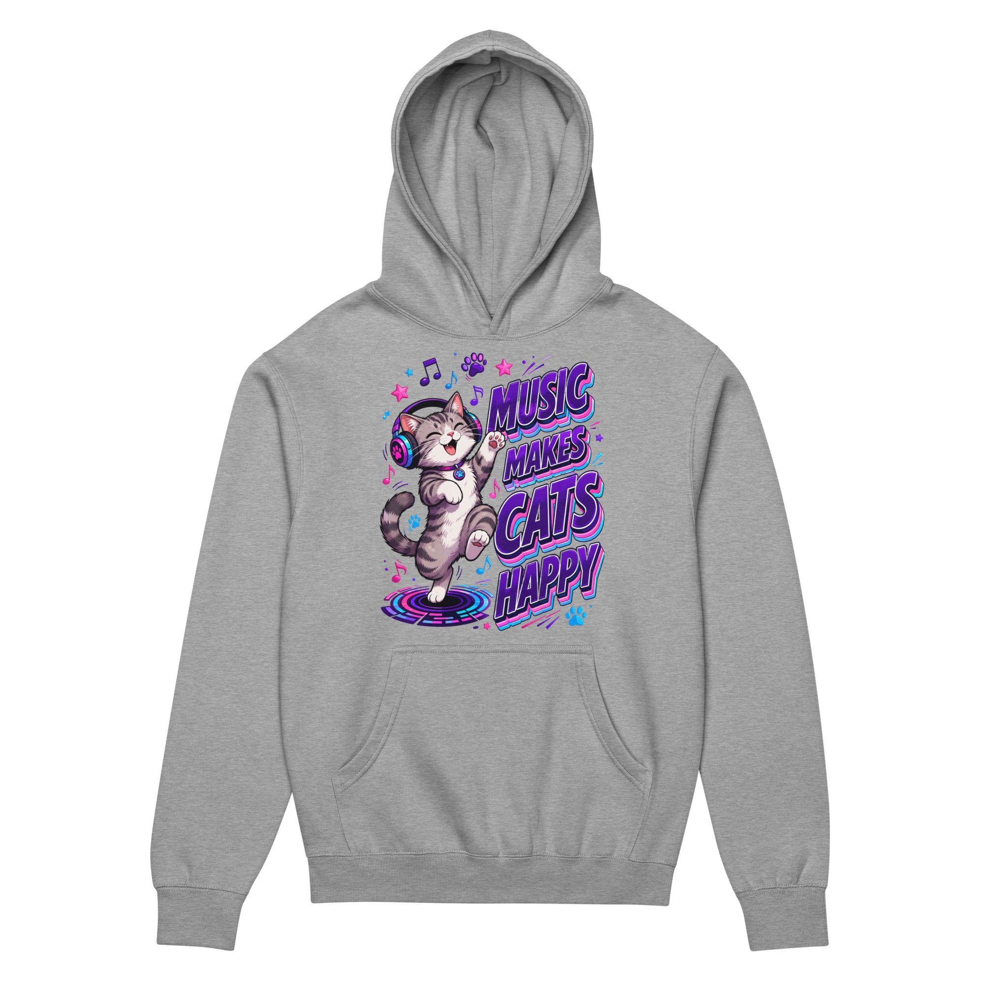 Elite Music Makes Cats Happy - Premium Luxury Men’s Box Hoodie for Cat Lovers by printfluence.net