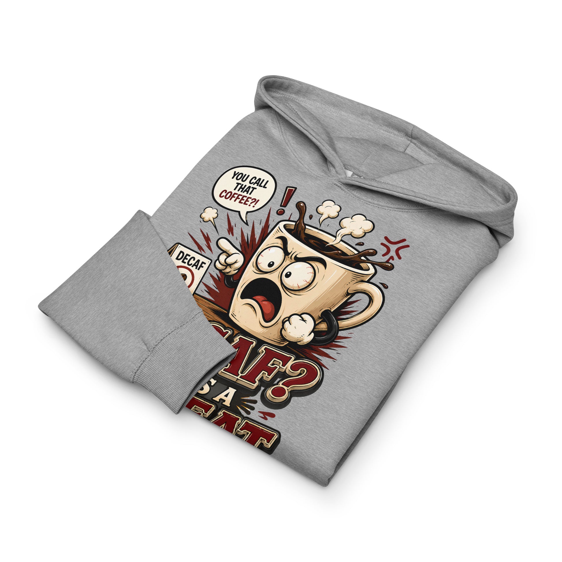 Funny Coffee Lover Ringer Tee - Decaf? That's A Threat! Custom Graphic T-Shirt by printfluence.net