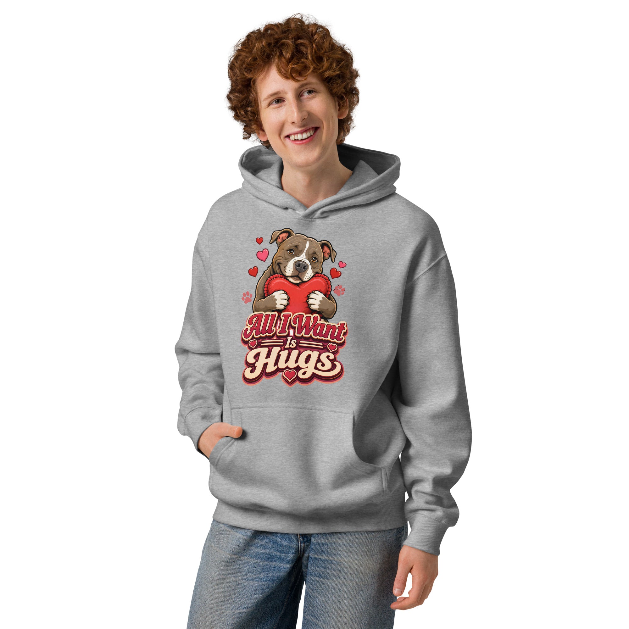 All I Want Is Hugs Pitbull Lovers Men's Box Hoodie by printfluence.net