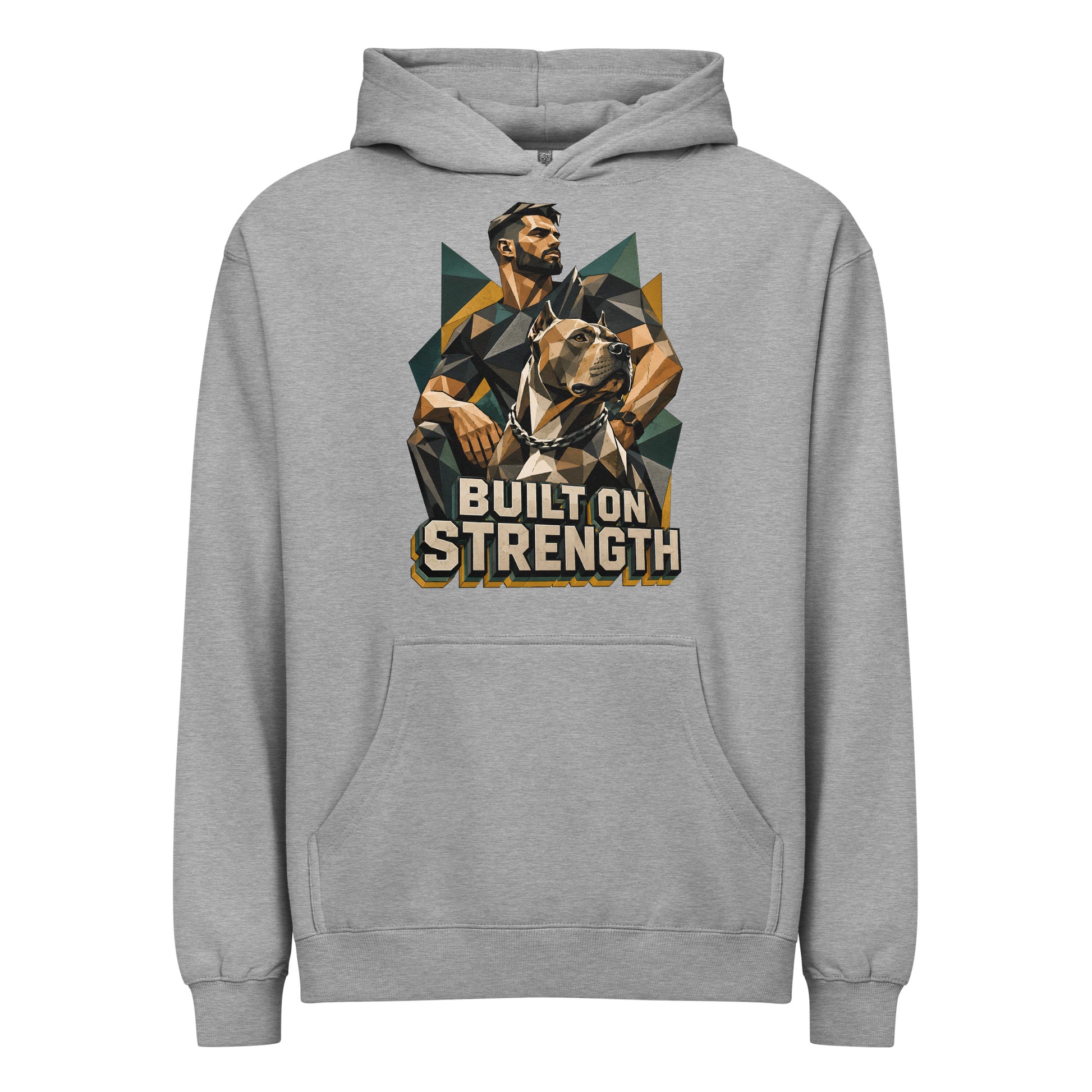 Built on Strength Box Hoodie - Polygonal Pitbull Lovers Oversized Pullover H-7 by printfluence.net