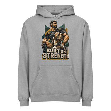 Built on Strength Box Hoodie - Polygonal Pitbull Lovers Oversized Pullover H-7 by printfluence.net