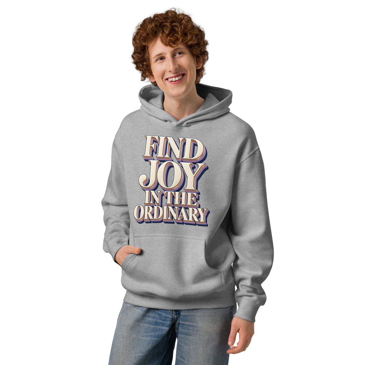 Inspirational Quotes Lovers | Men's Box Hoodie — FIND JOY IN THE ORDINARY by printfluence