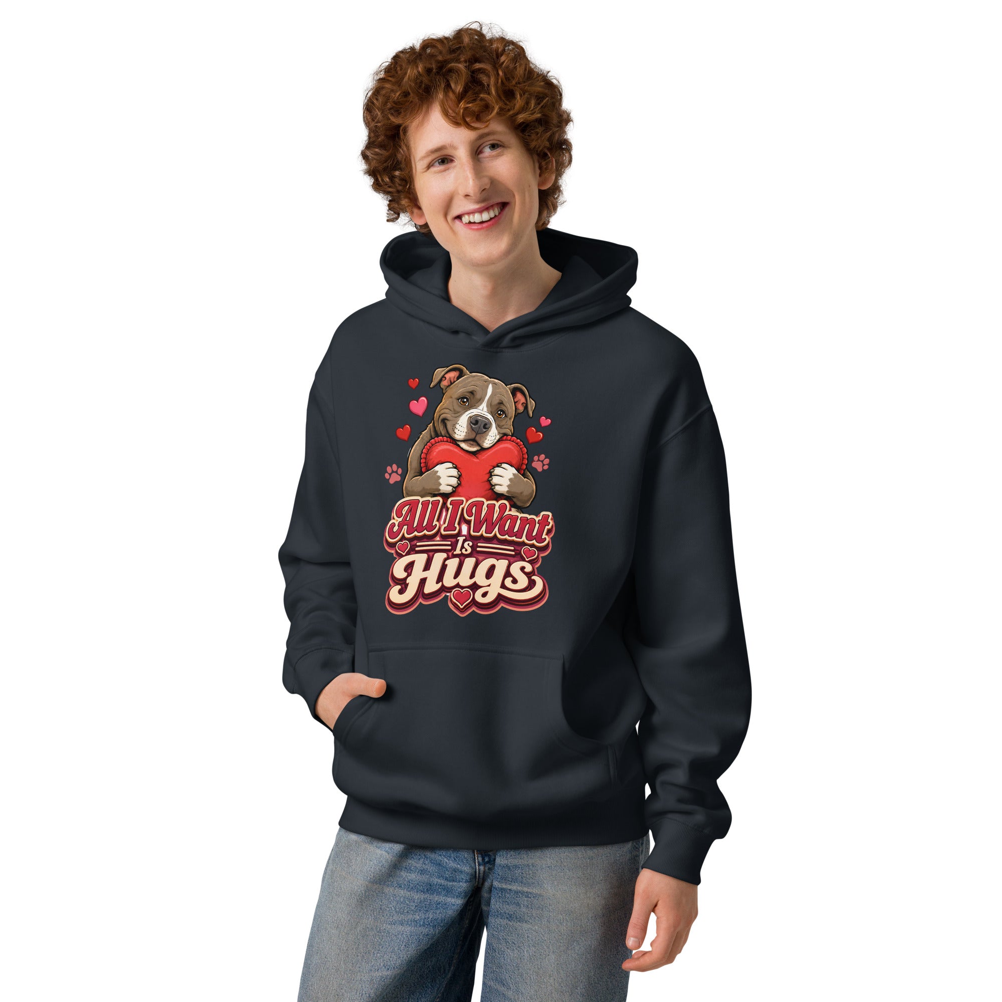 All I Want Is Hugs Pitbull Lovers Men's Box Hoodie by printfluence.net