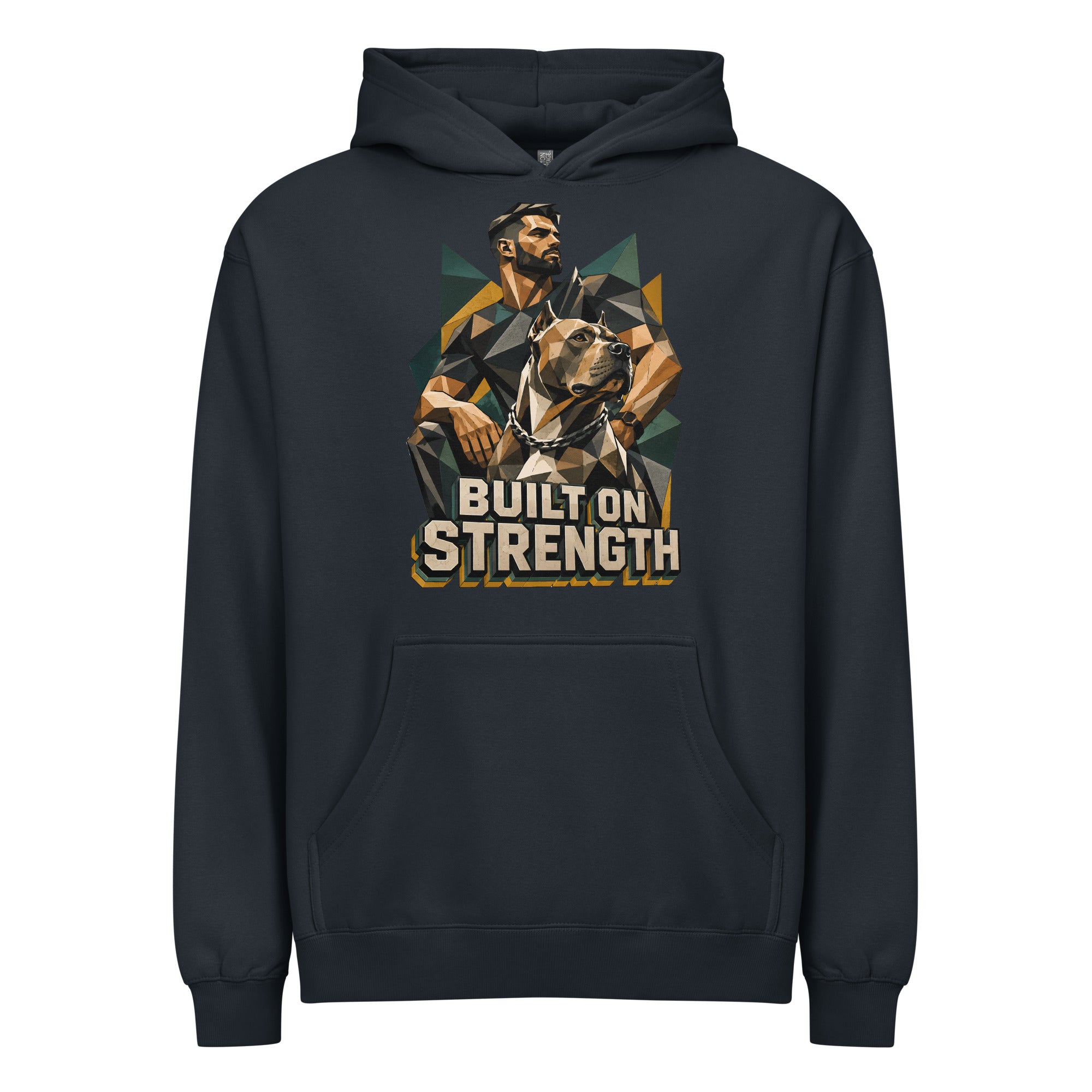 Built on Strength Box Hoodie - Polygonal Pitbull Lovers Oversized Pullover H-7 by printfluence.net