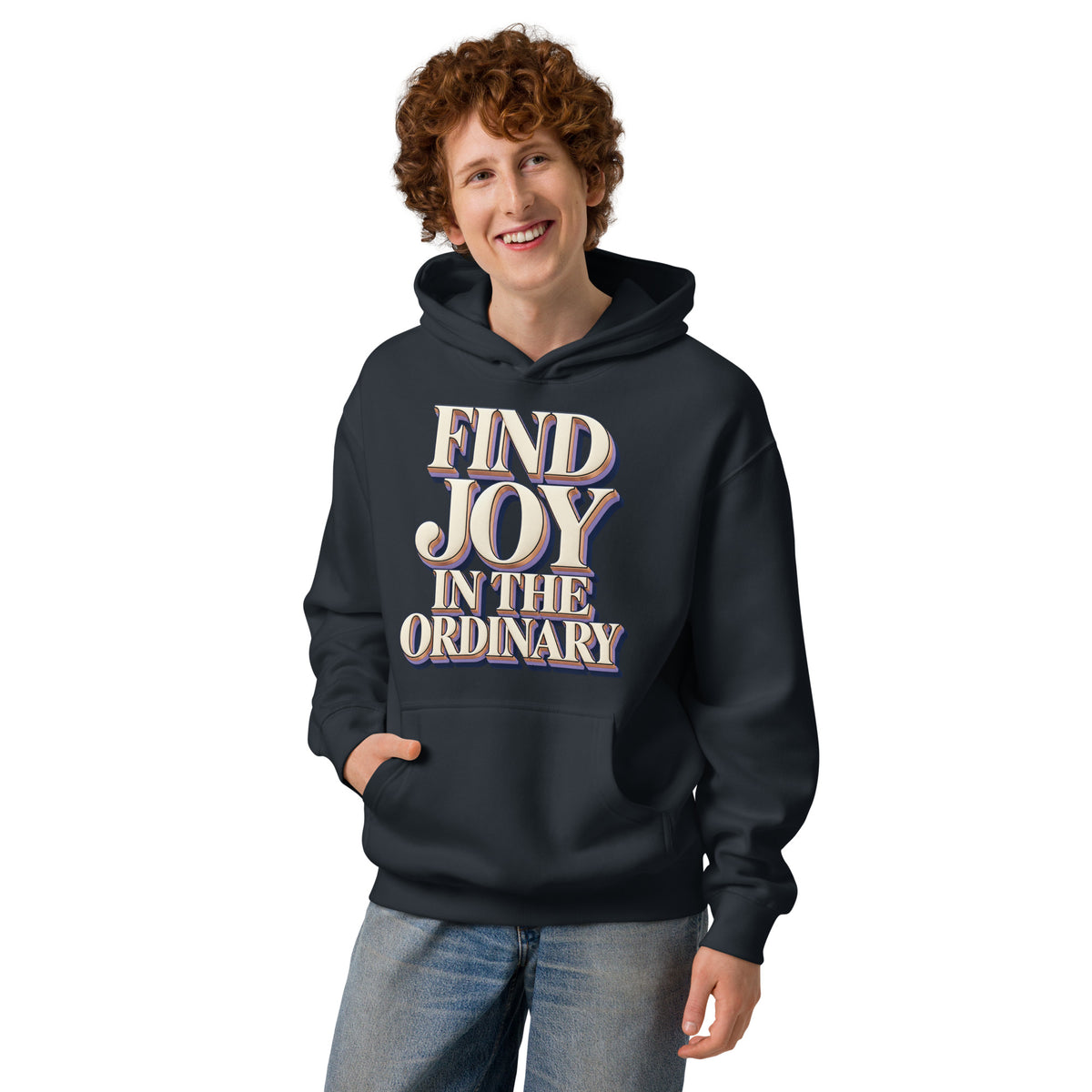 Inspirational Quotes Lovers | Men's Box Hoodie — FIND JOY IN THE ORDINARY by printfluence