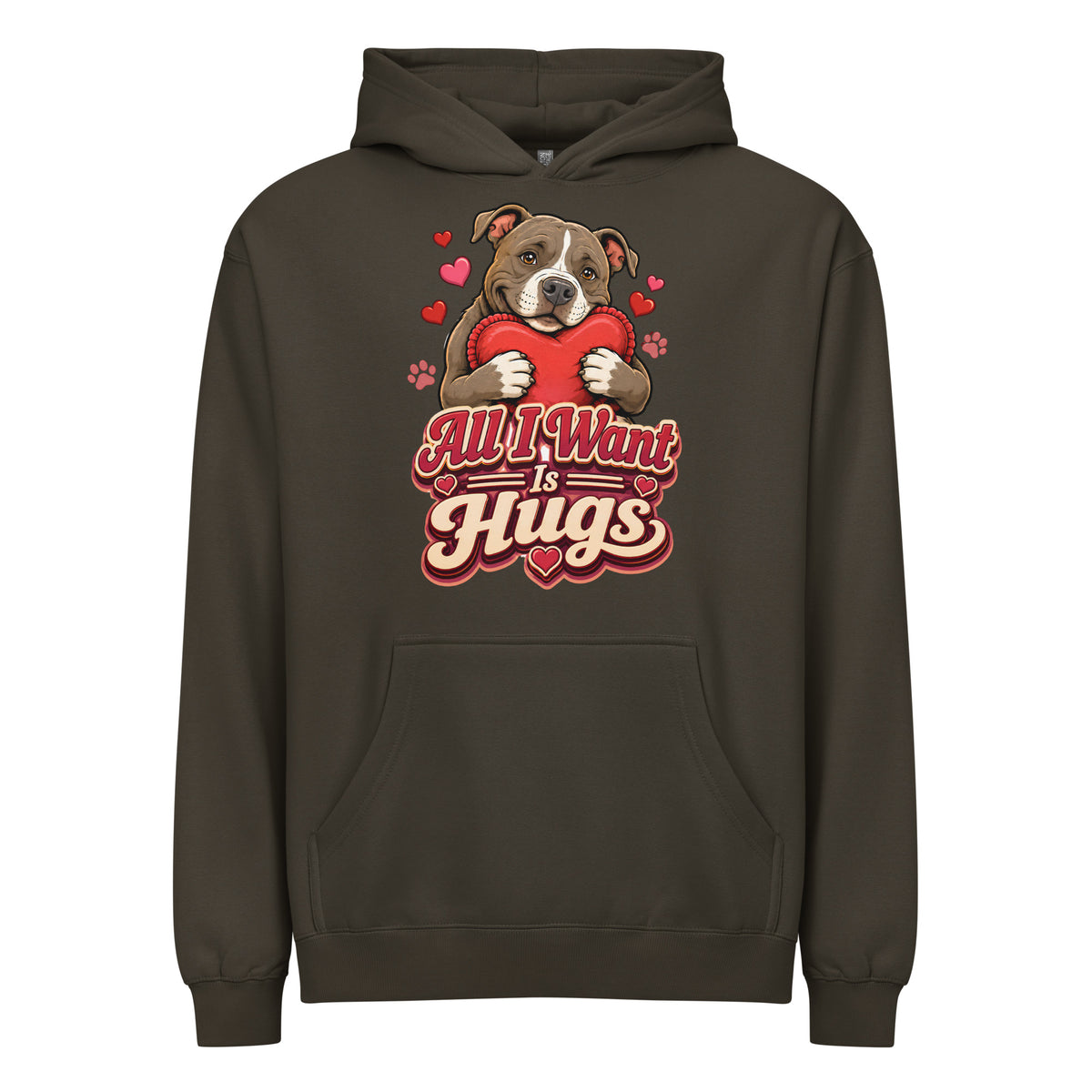 All I Want Is Hugs Pitbull Lovers Men's Box Hoodie by printfluence.net