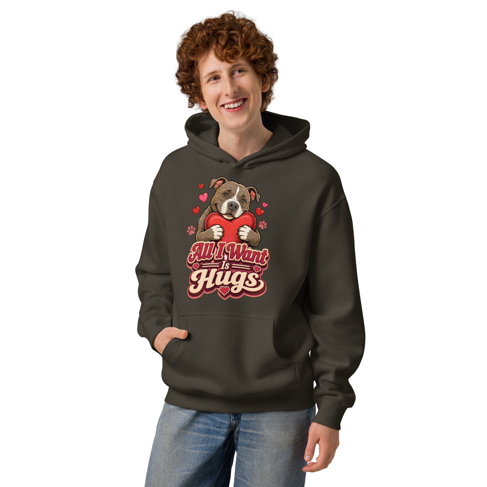 All I Want Is Hugs Pitbull Lovers Men's Box Hoodie by printfluence.net
