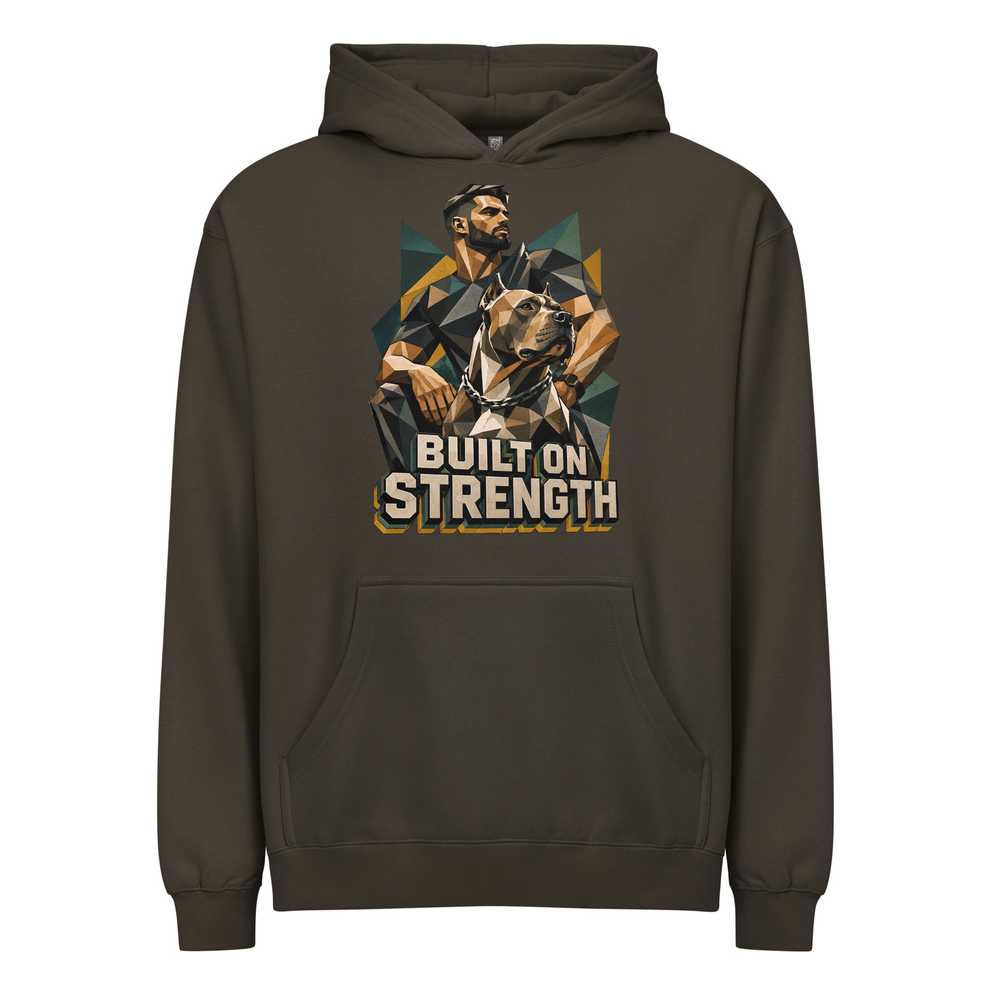 Built on Strength Box Hoodie - Polygonal Pitbull Lovers Oversized Pullover H-7 by printfluence.net