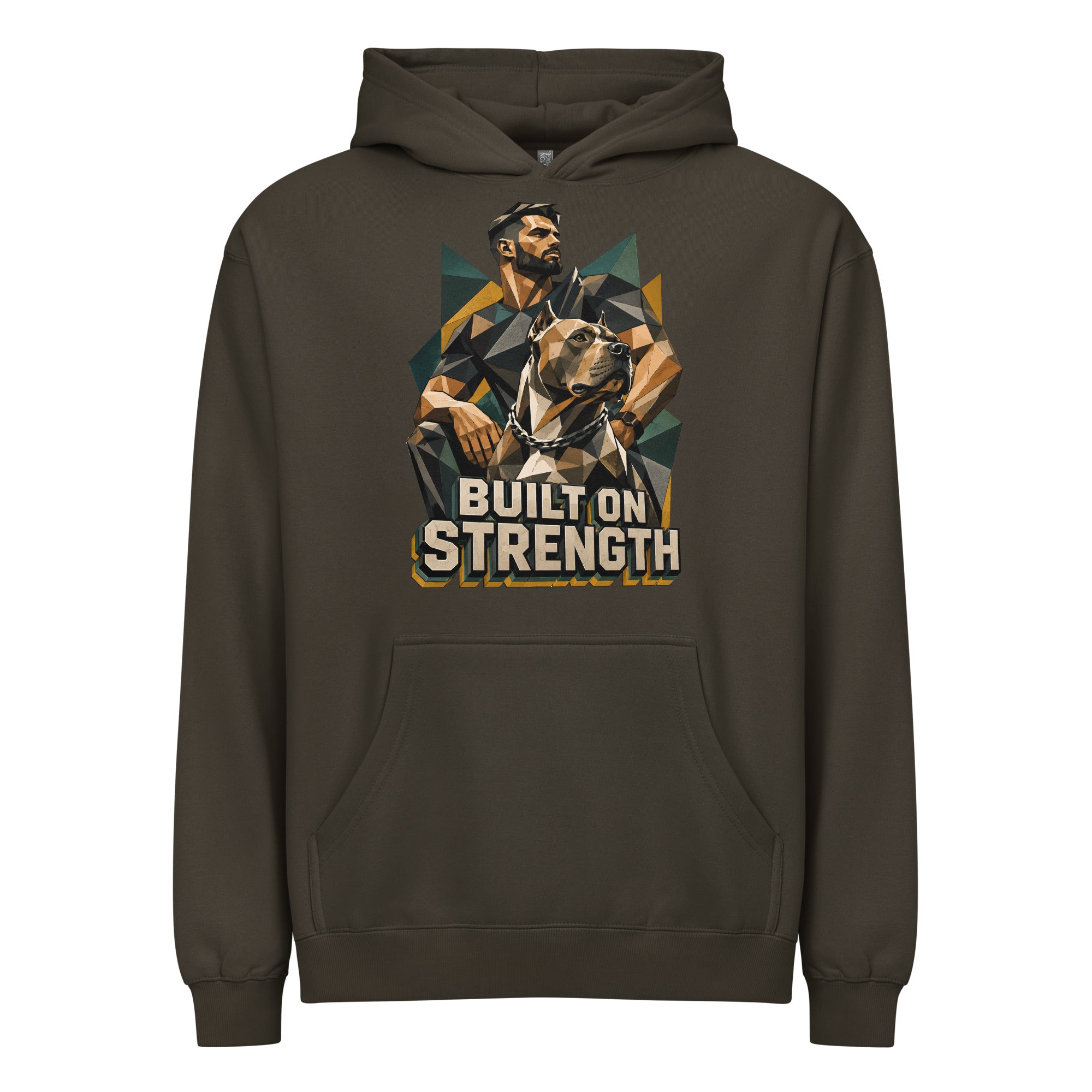 Built on Strength Box Hoodie - Polygonal Pitbull Lovers Oversized Pullover H-7 by printfluence.net