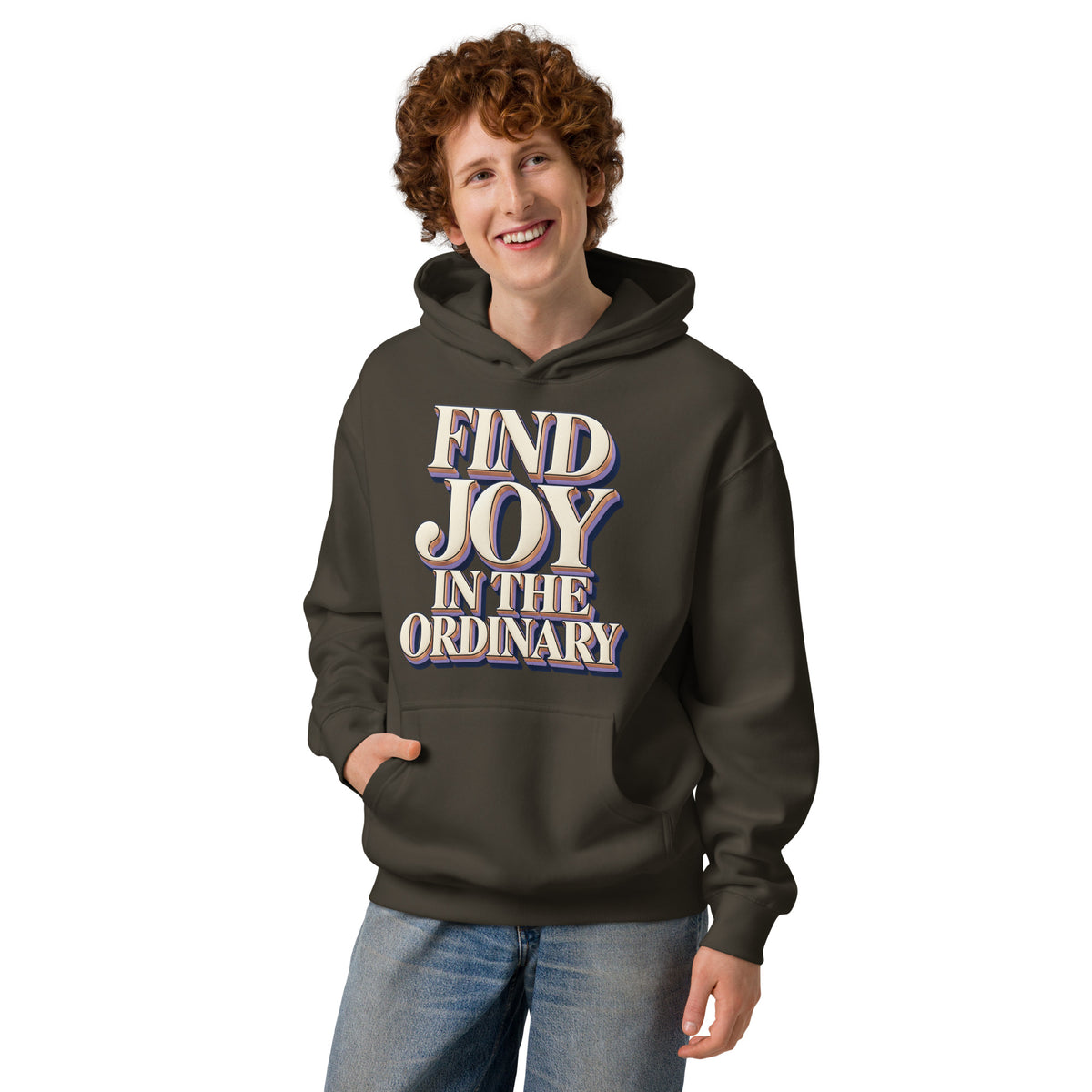 Inspirational Quotes Lovers | Men's Box Hoodie — FIND JOY IN THE ORDINARY by printfluence