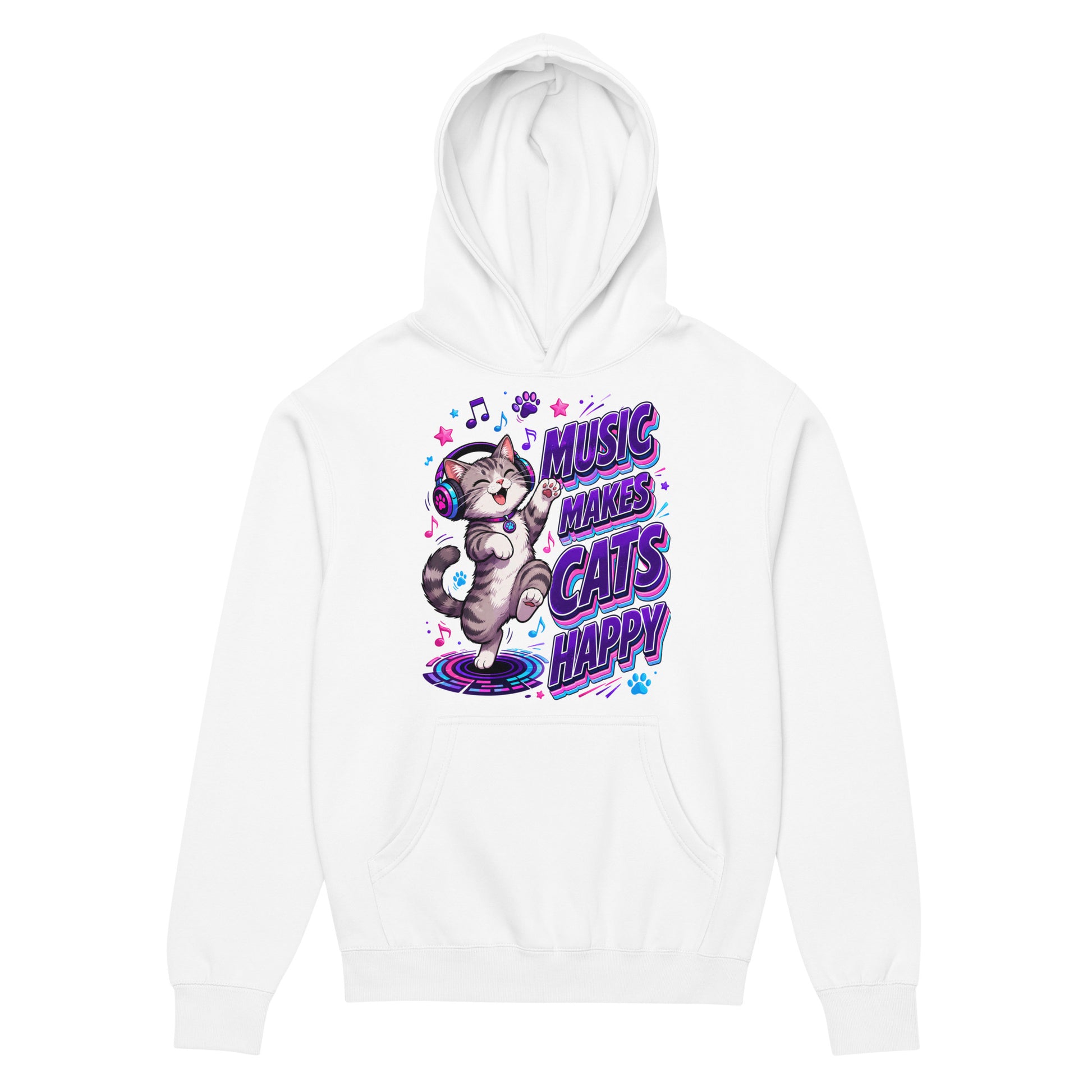 Elite Music Makes Cats Happy - Premium Luxury Men’s Box Hoodie for Cat Lovers by printfluence.net