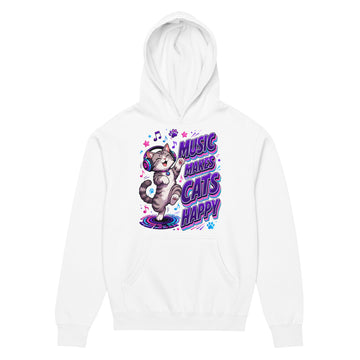 Elite Music Makes Cats Happy - Premium Luxury Men’s Box Hoodie for Cat Lovers by printfluence.net