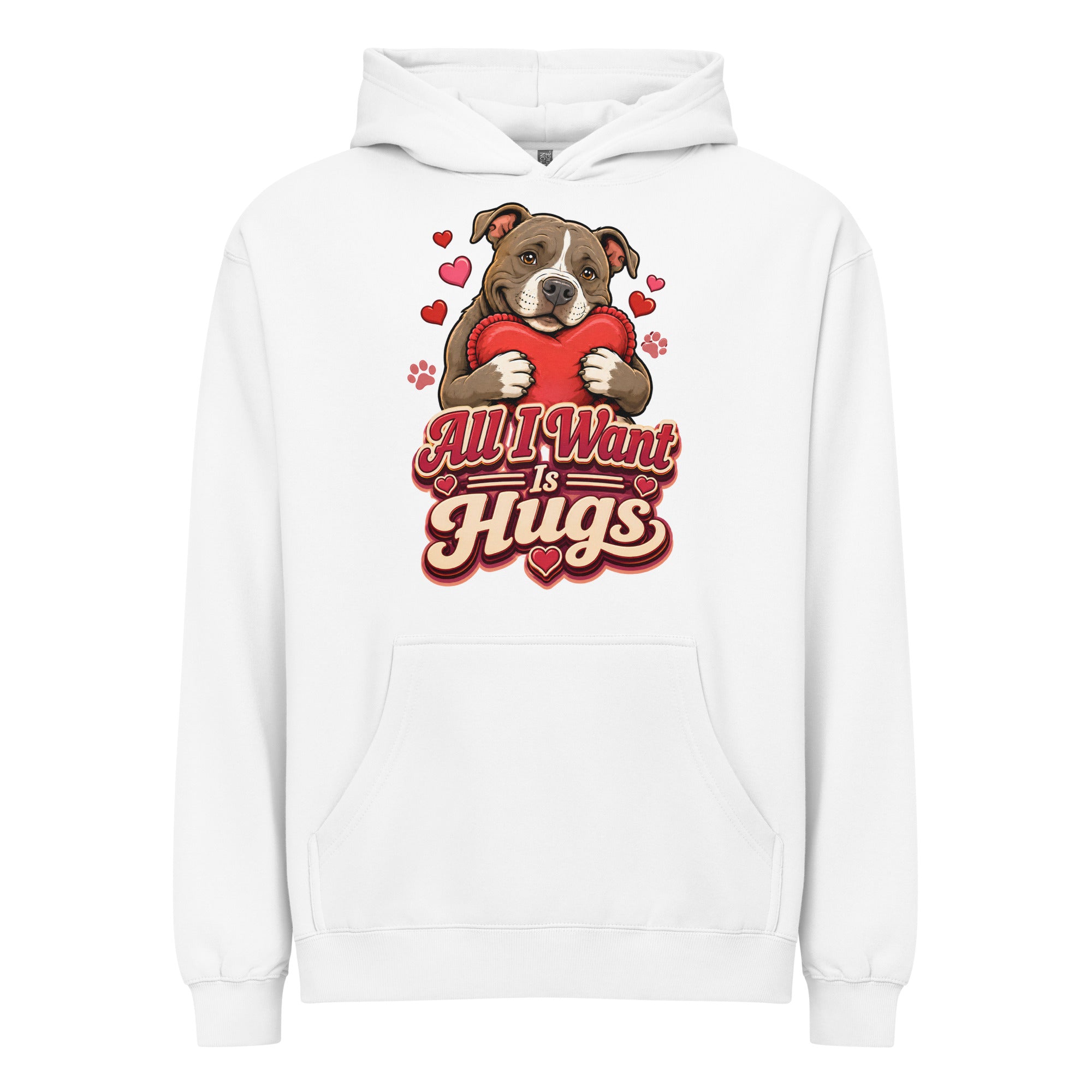 All I Want Is Hugs Pitbull Lovers Men's Box Hoodie by printfluence.net