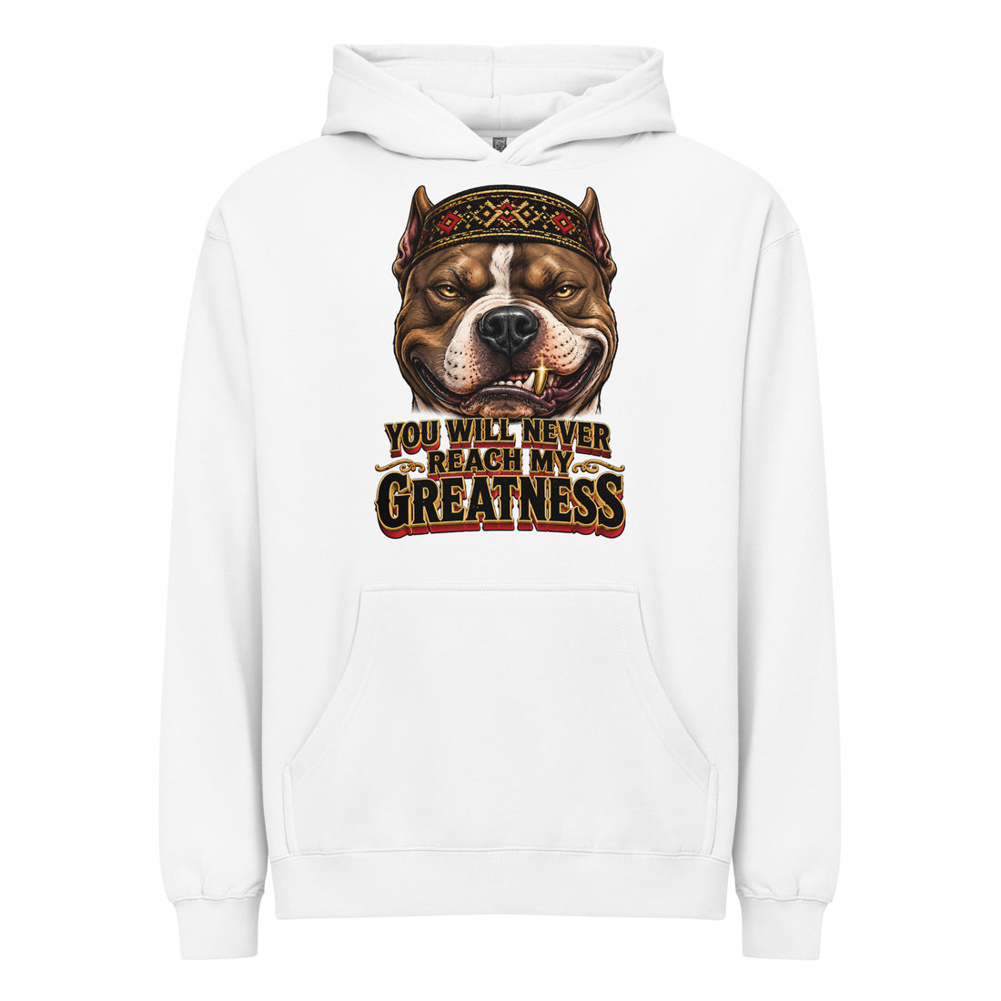 Never Reach My Greatness Box Hoodie - Retro Pitbull Lovers Streetwear Pullover H-7 by printfluence.net