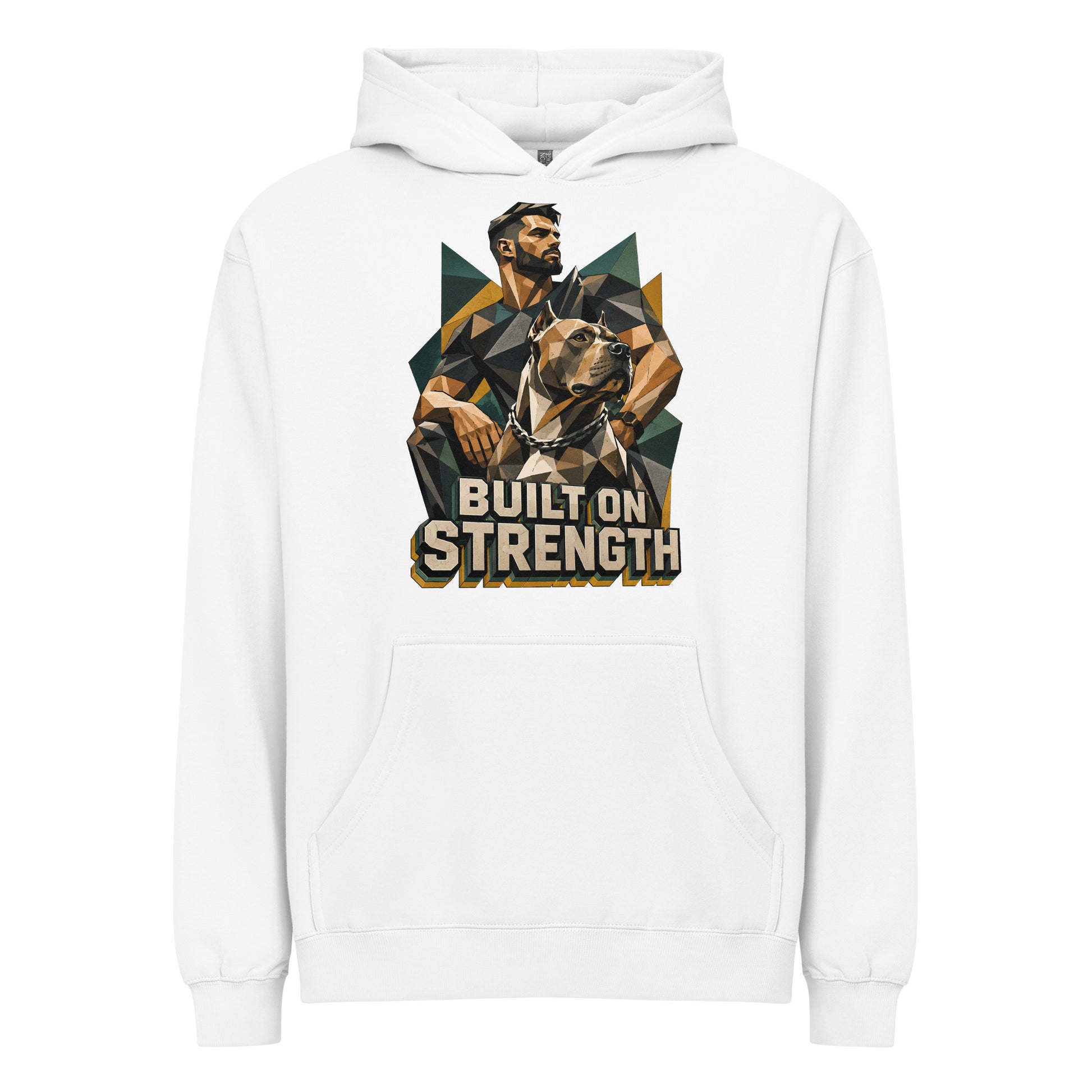 Built on Strength Box Hoodie - Polygonal Pitbull Lovers Oversized Pullover H-7 by printfluence.net