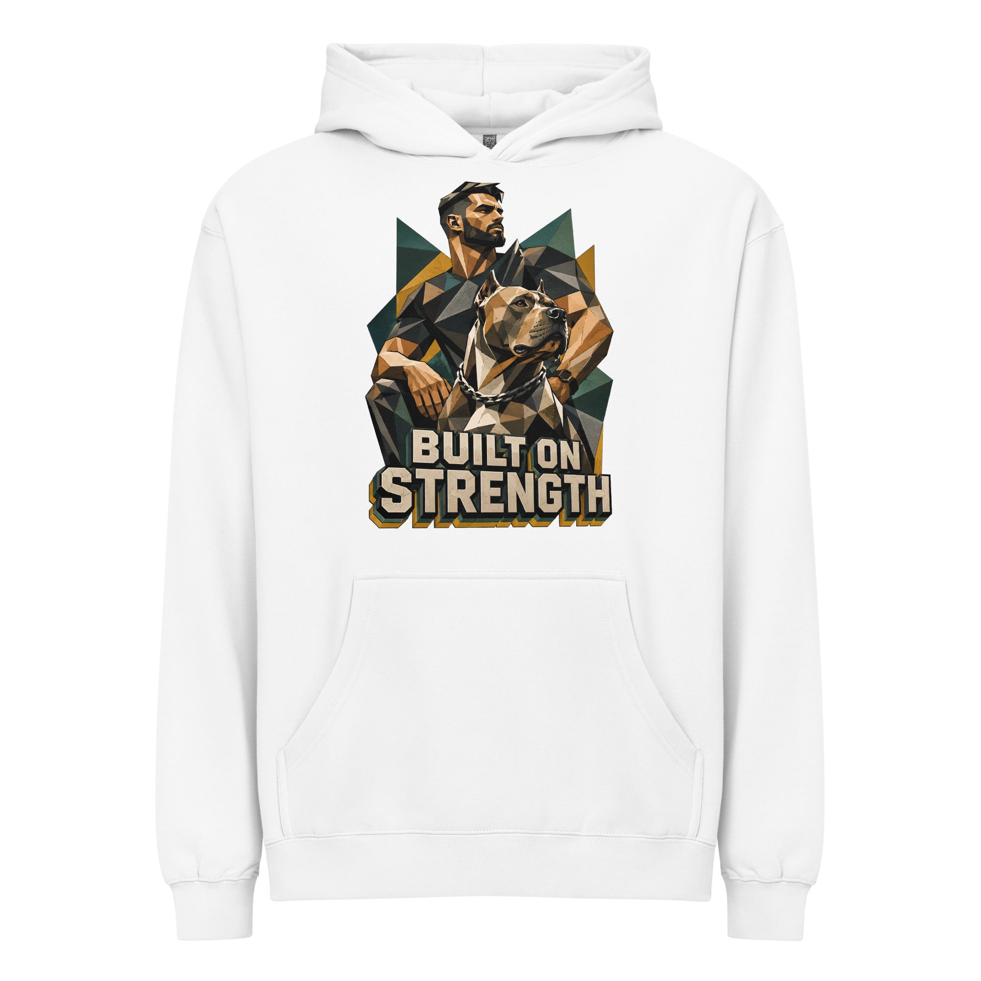 Built on Strength Box Hoodie - Polygonal Pitbull Lovers Oversized Pullover H-7 by printfluence.net