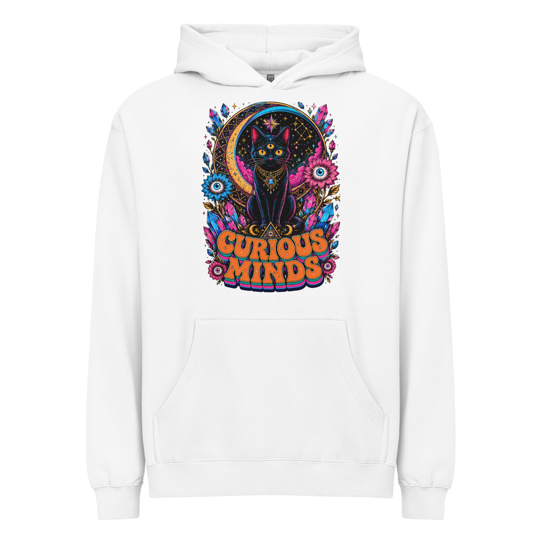 Horror and Mystery Lovers Men’s box hoodie — "Curious Minds" Mystical Three-Eyed Cat Design by printfluence.net