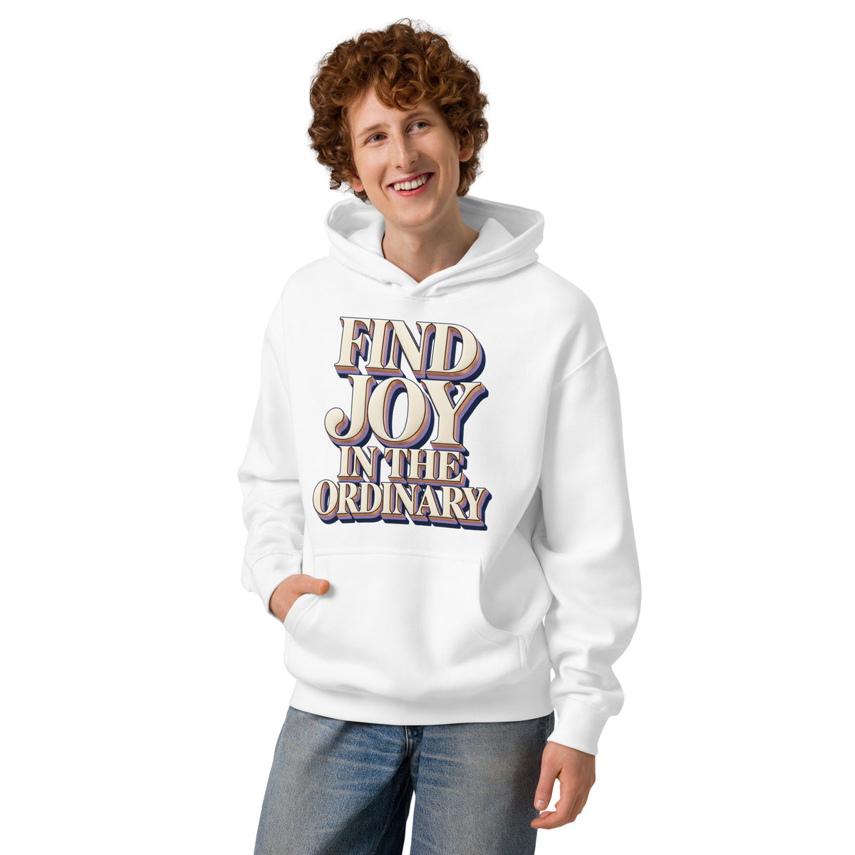 Inspirational Quotes Lovers | Men's Box Hoodie — FIND JOY IN THE ORDINARY by printfluence