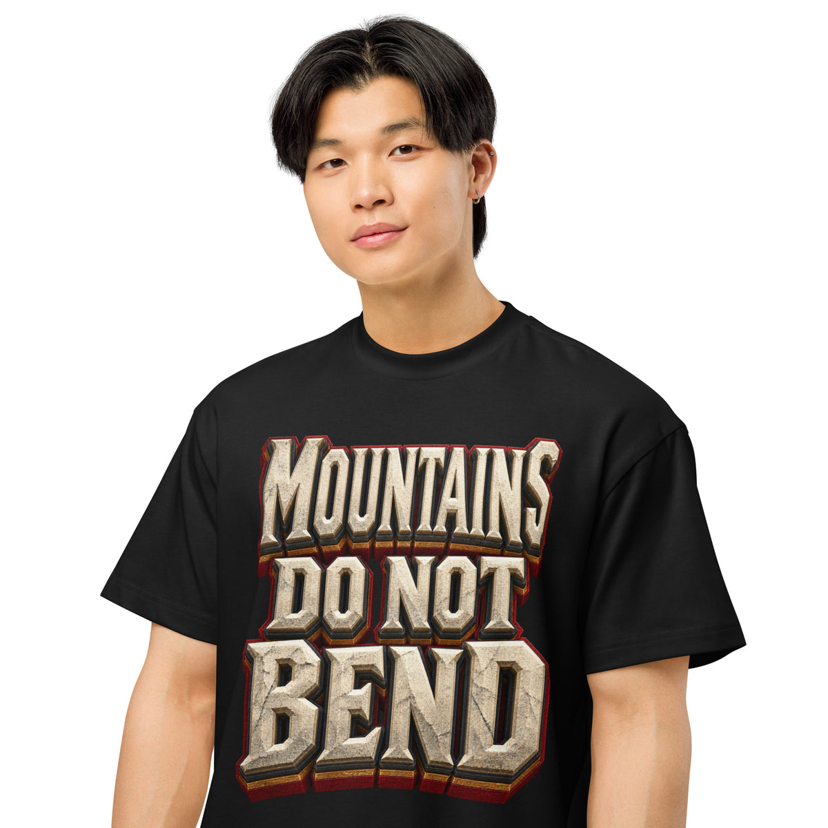 Inspirational Quotes Lovers | Men's Box Tee — MOUNTAINS DO NOT BEND by printfluence