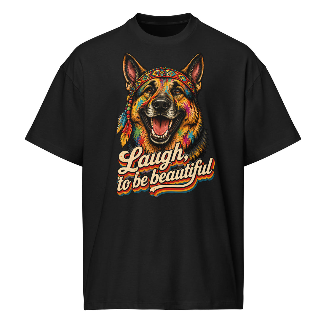 German Shepherd Lovers Men’s Box Tee | Boho Artistic Graphic Streetwear T-Shirt by printfluence.net