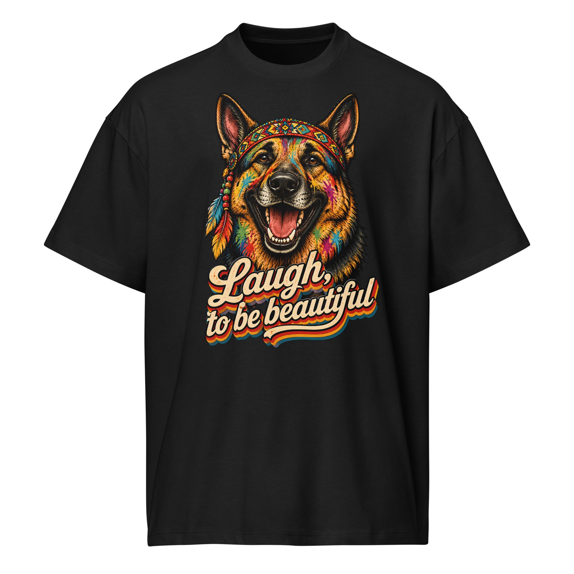 German Shepherd Lovers Men’s Box Tee | Boho Artistic Graphic Streetwear T-Shirt by printfluence.net