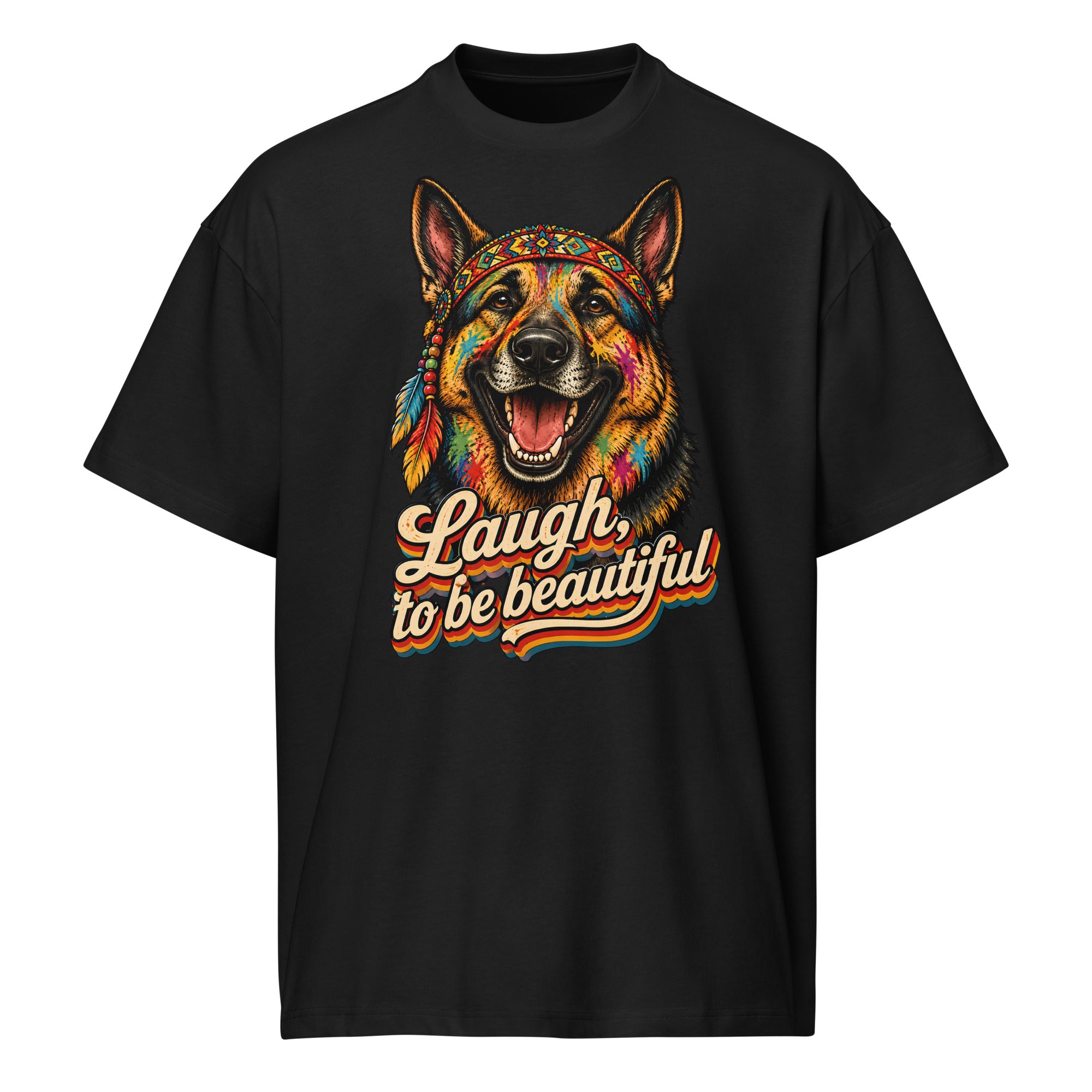 German Shepherd Lovers Men’s Box Tee | Boho Artistic Graphic Streetwear T-Shirt by printfluence.net